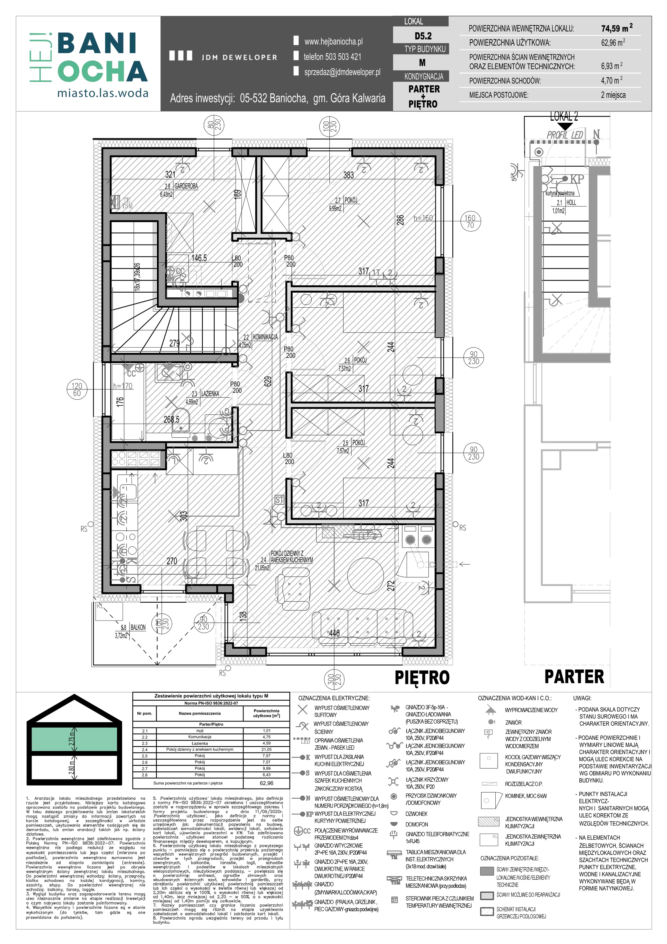 4 pokoje, mieszkanie 74,59 m², piętro 1, oferta nr D5.2, Hej! Baniocha Zadanie D, Baniocha, wjazd od ul. Spokojnej