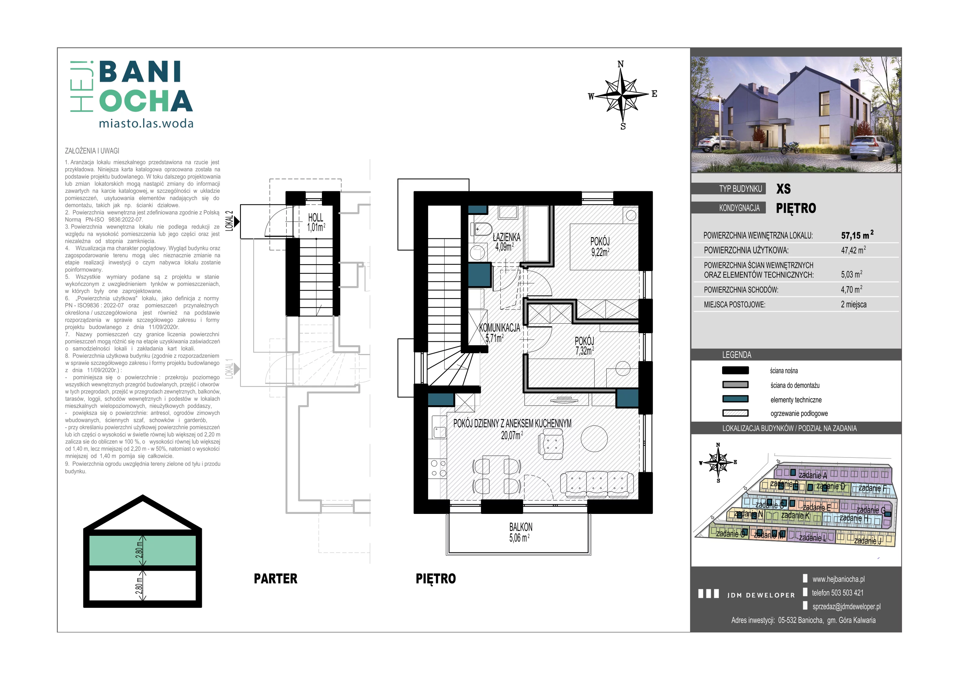 Mieszkanie 57,00 m², piętro 1, oferta nr B3.2, Hej! Baniocha Zadanie B, Baniocha, wjazd od ul. Spokojnej