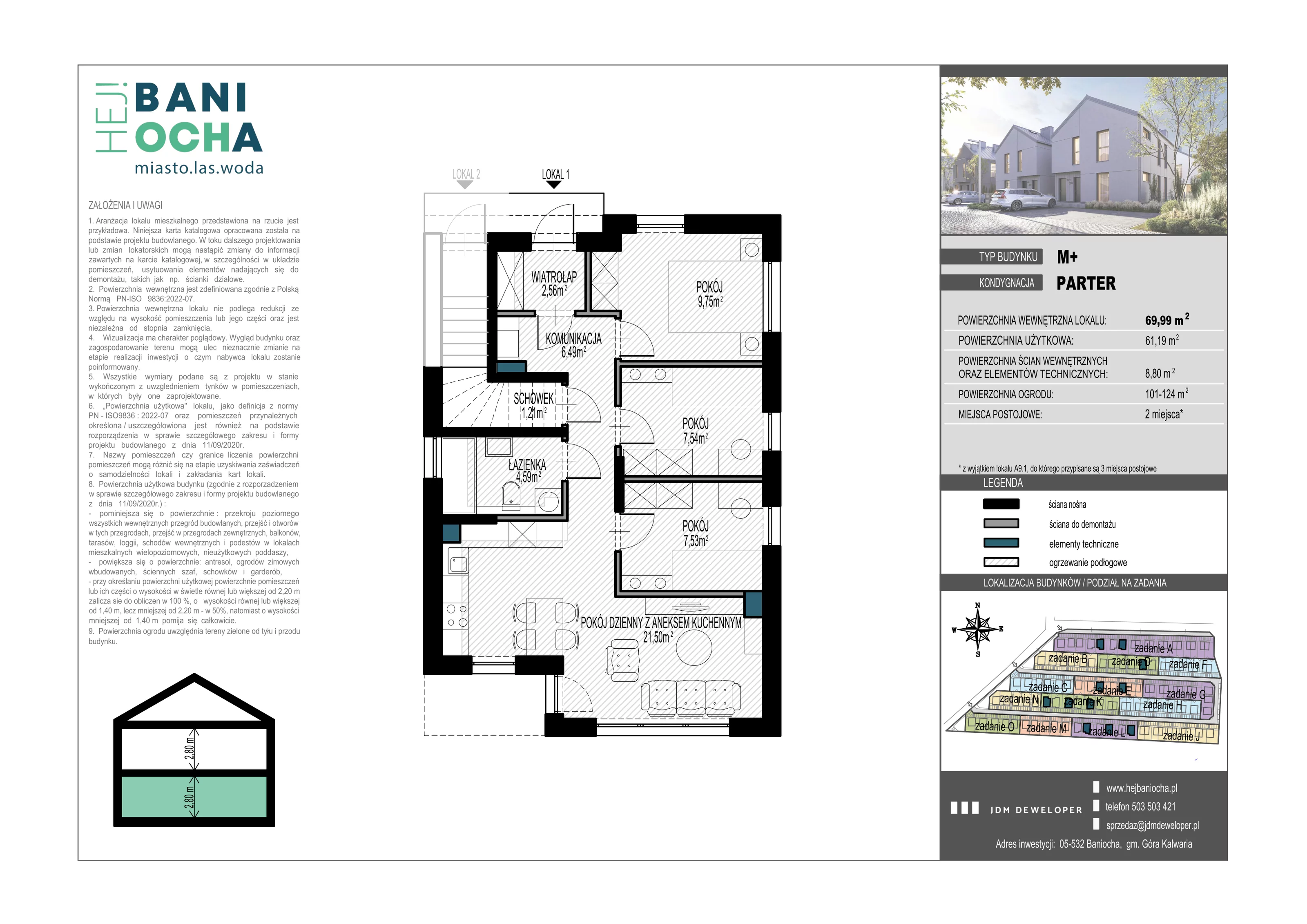 Mieszkanie 70,00 m², parter, oferta nr A7.1, Hej! Baniocha, Baniocha, wjazd od ul. Spokojnej