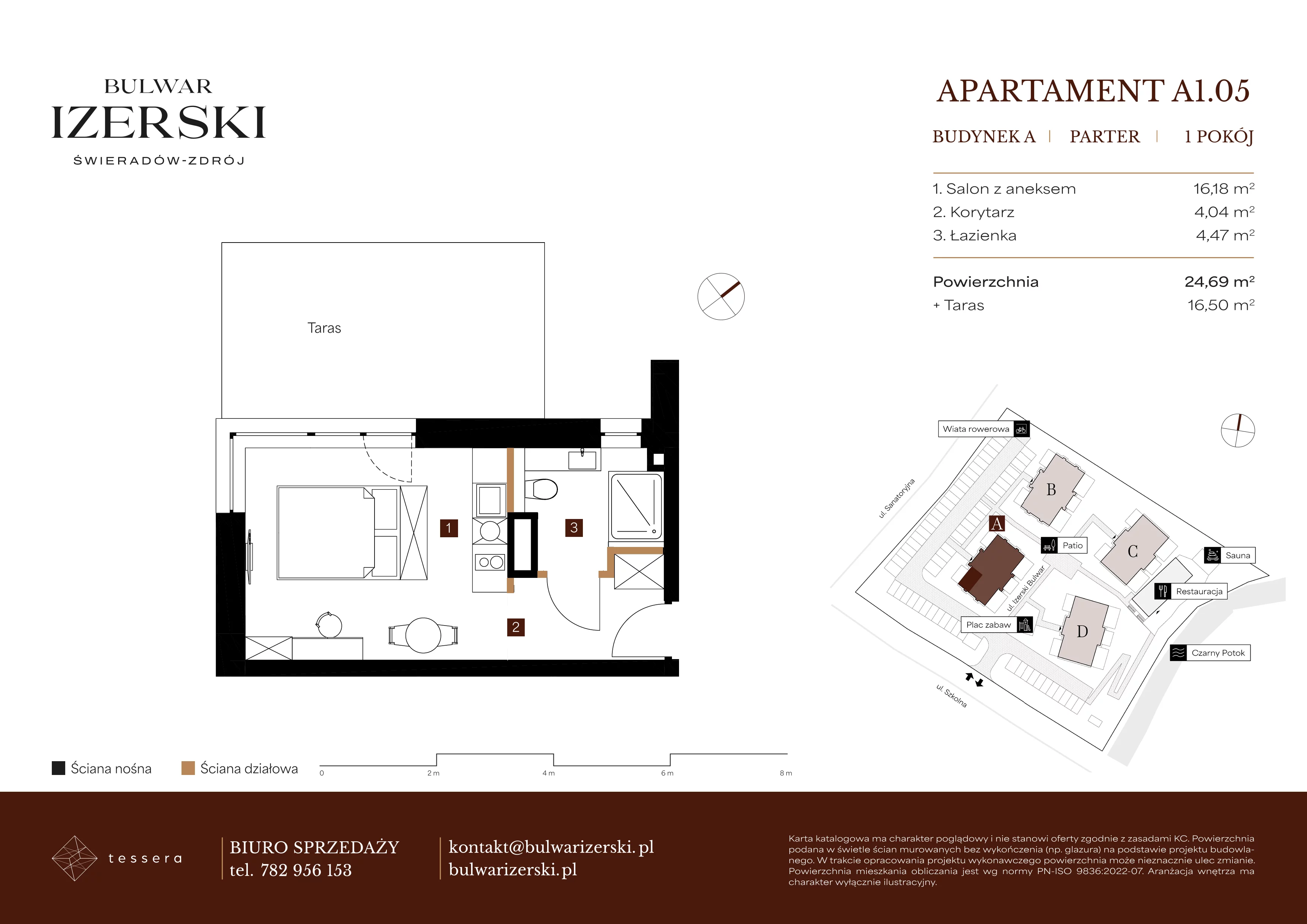 1 pokój, apartament 24,69 m², parter, oferta nr A1.05, Bulwar Izerski, Świeradów-Zdrój, ul. Szkolna/ul. Sanatoryjna
