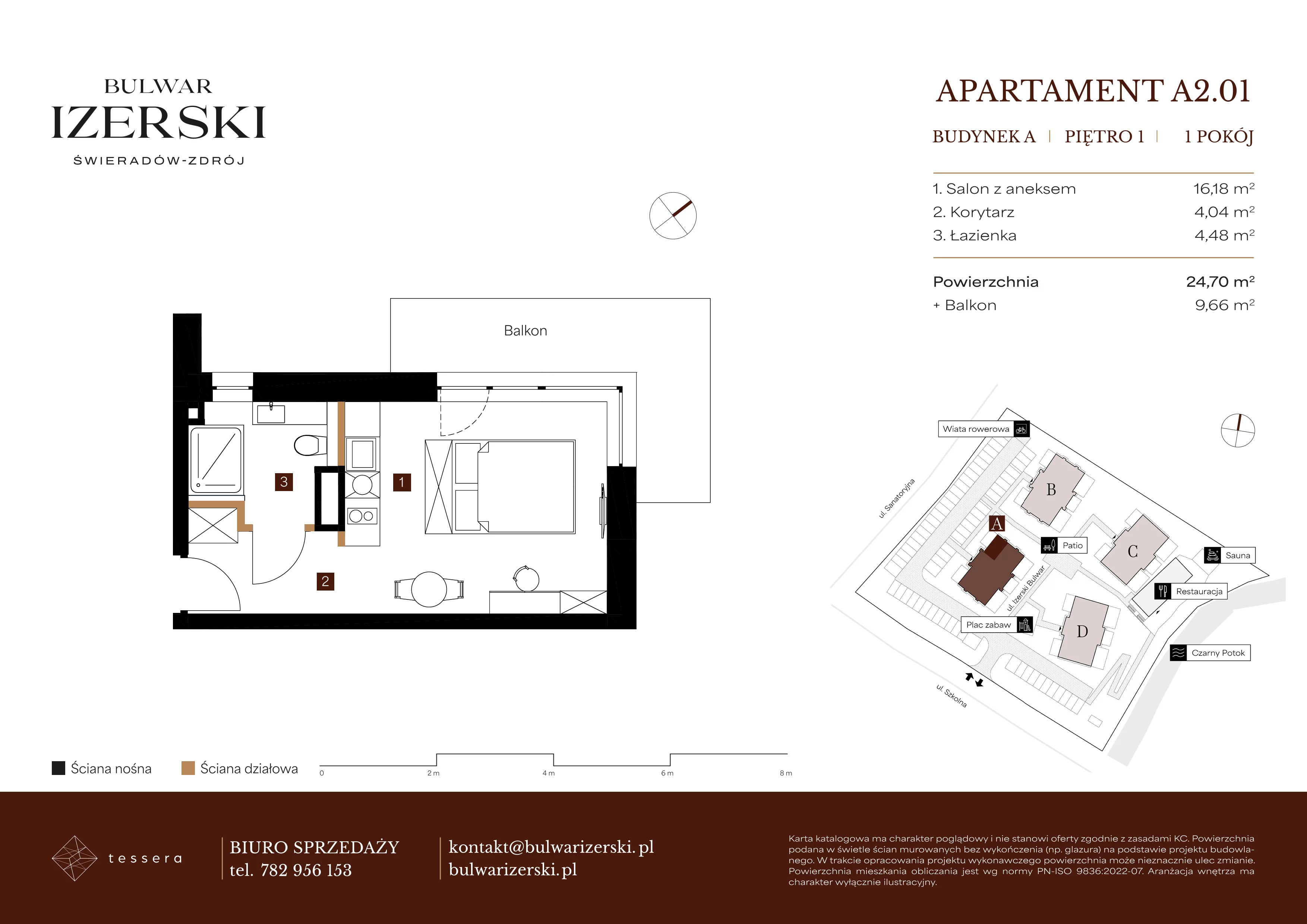 1 pokój, apartament 24,70 m², piętro 1, oferta nr A2.01, Bulwar Izerski, Świeradów-Zdrój, ul. Szkolna/ul. Sanatoryjna