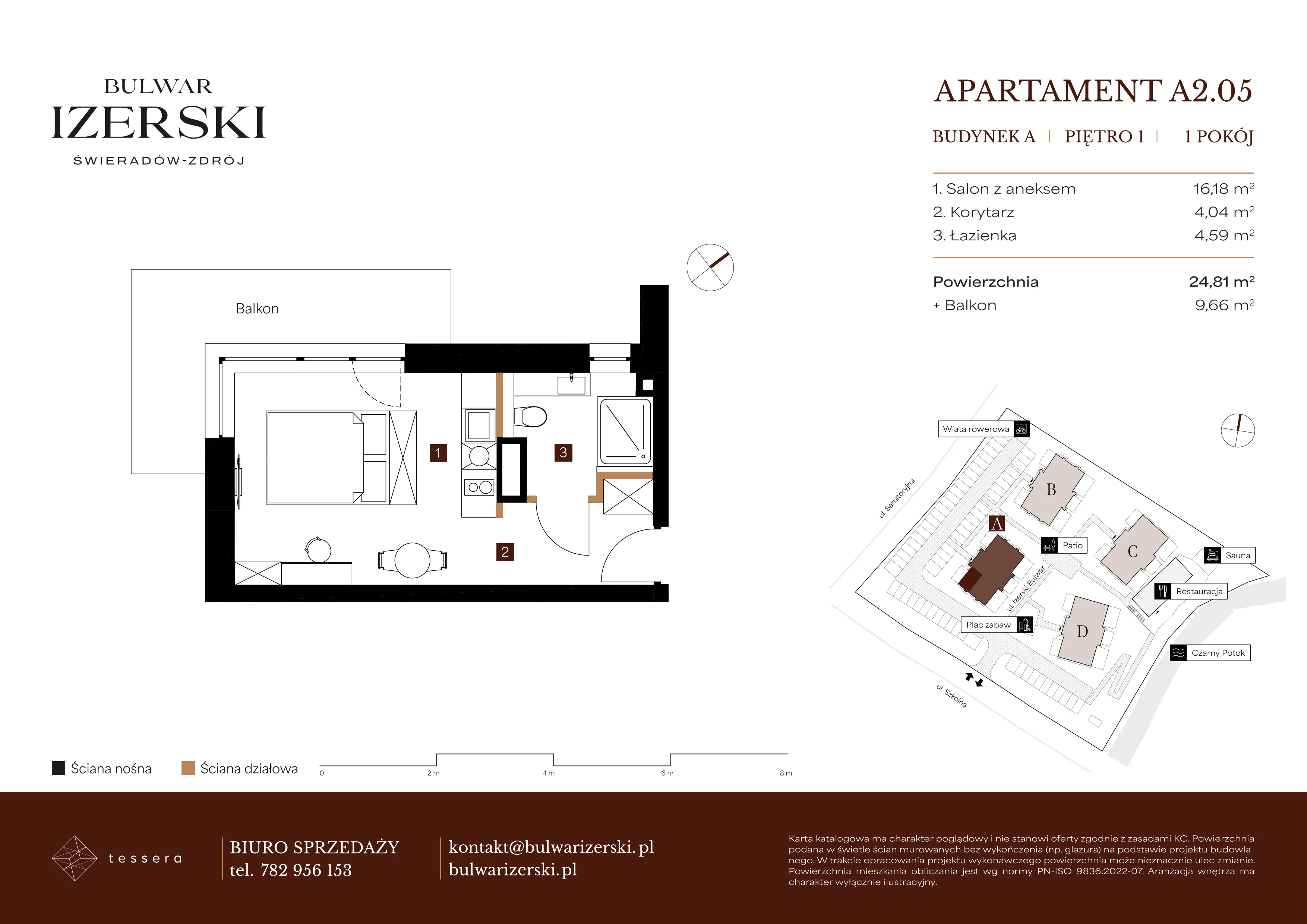 1 pokój, apartament 24,81 m², piętro 1, oferta nr A2.05, Bulwar Izerski, Świeradów-Zdrój, ul. Szkolna/ul. Sanatoryjna