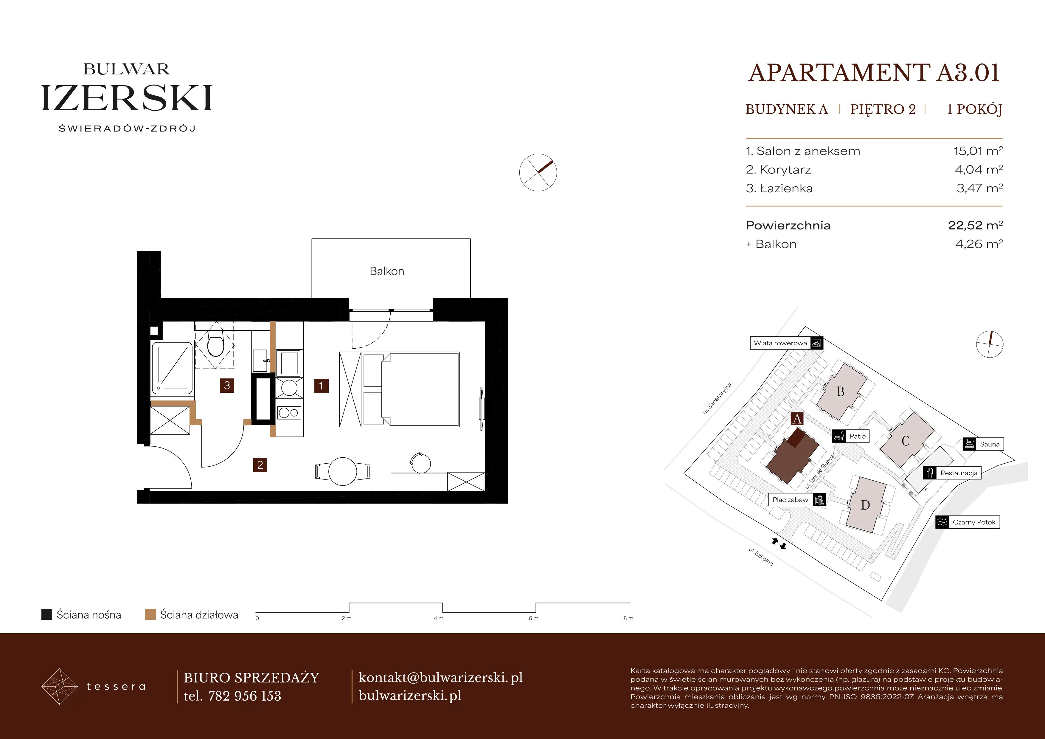 1 pokój, apartament 22,52 m², piętro 2, oferta nr A3.01, Bulwar Izerski, Świeradów-Zdrój, ul. Szkolna/ul. Sanatoryjna