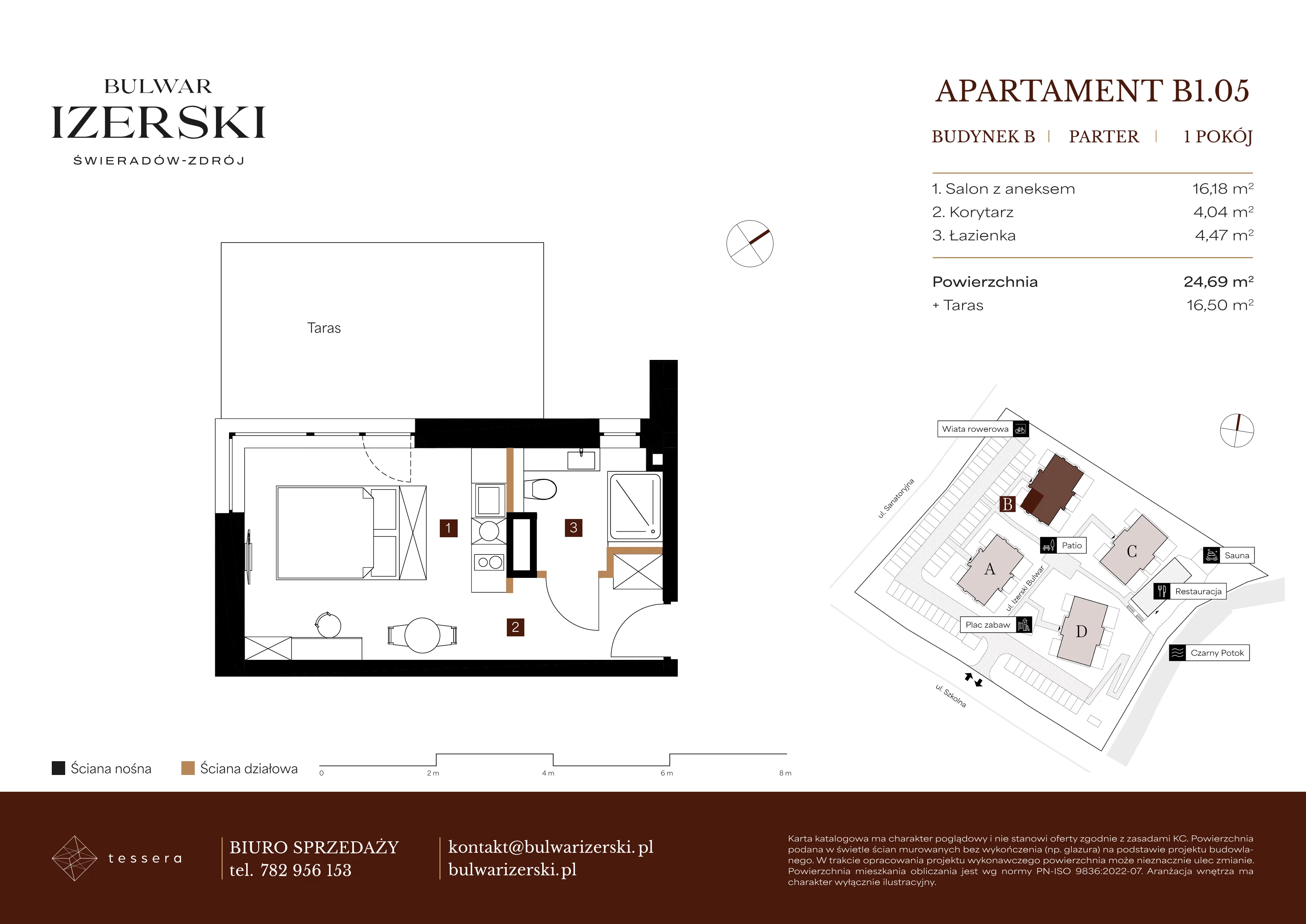 1 pokój, apartament 24,69 m², parter, oferta nr B1.05, Bulwar Izerski, Świeradów-Zdrój, ul. Szkolna/ul. Sanatoryjna