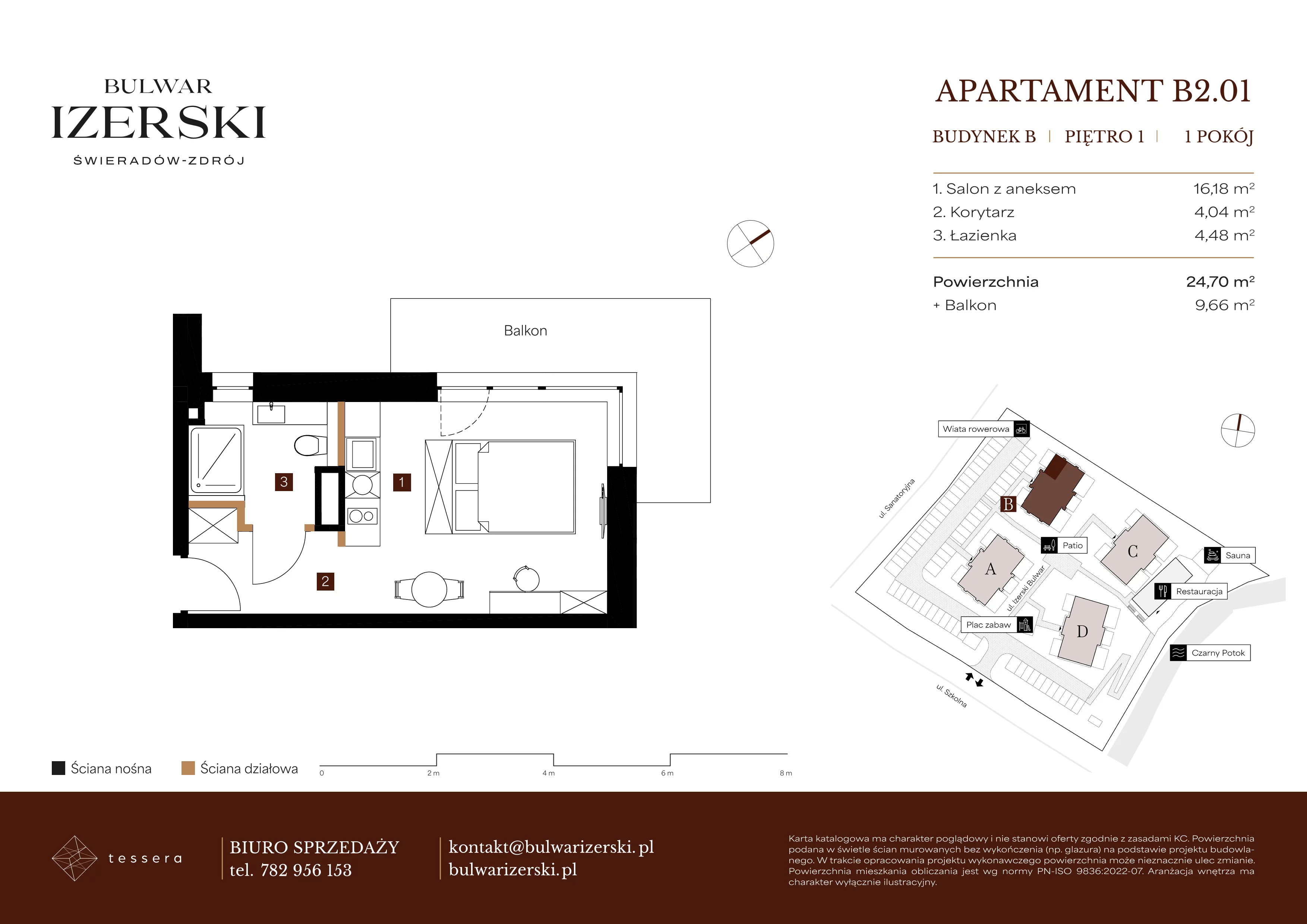 1 pokój, apartament 24,70 m², piętro 1, oferta nr B2.01, Bulwar Izerski, Świeradów-Zdrój, ul. Szkolna/ul. Sanatoryjna