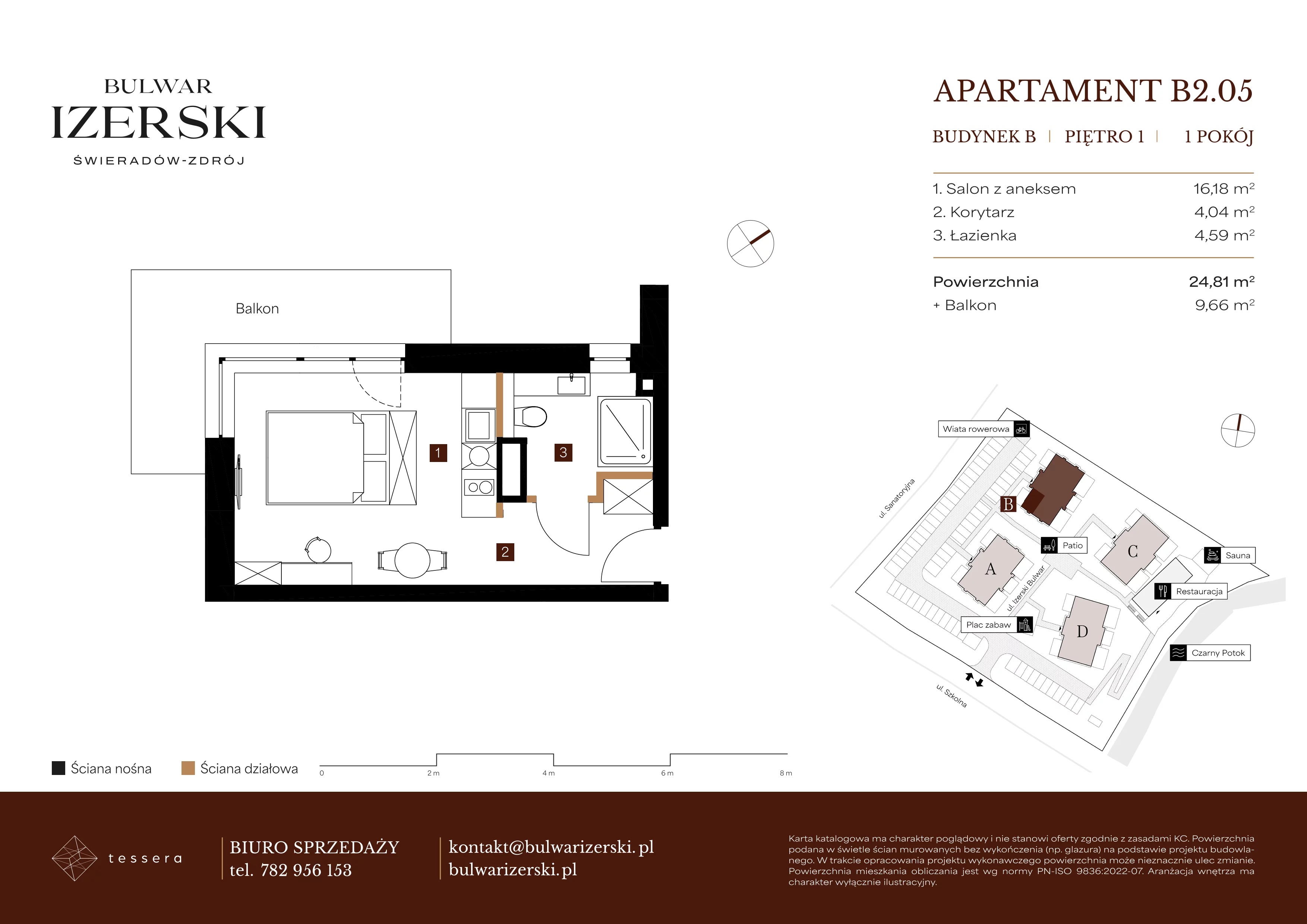 1 pokój, apartament 24,81 m², piętro 1, oferta nr B2.05, Bulwar Izerski, Świeradów-Zdrój, ul. Szkolna/ul. Sanatoryjna
