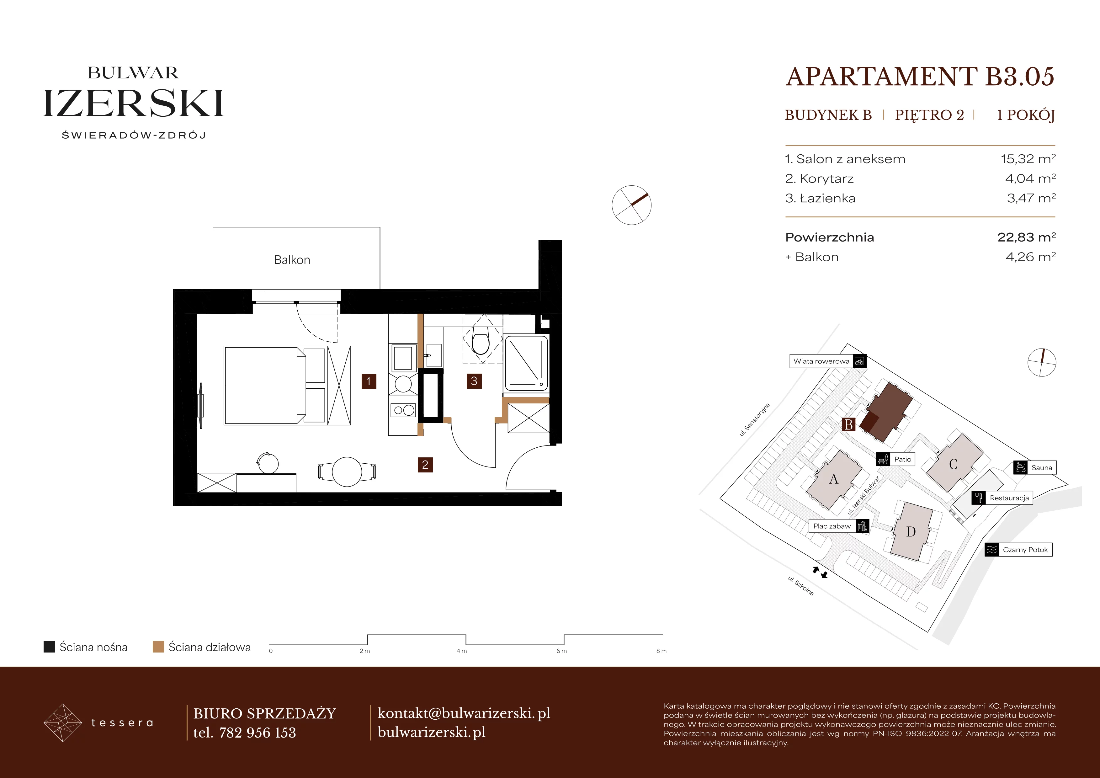 1 pokój, apartament 22,83 m², piętro 2, oferta nr B3.05, Bulwar Izerski, Świeradów-Zdrój, ul. Szkolna/ul. Sanatoryjna