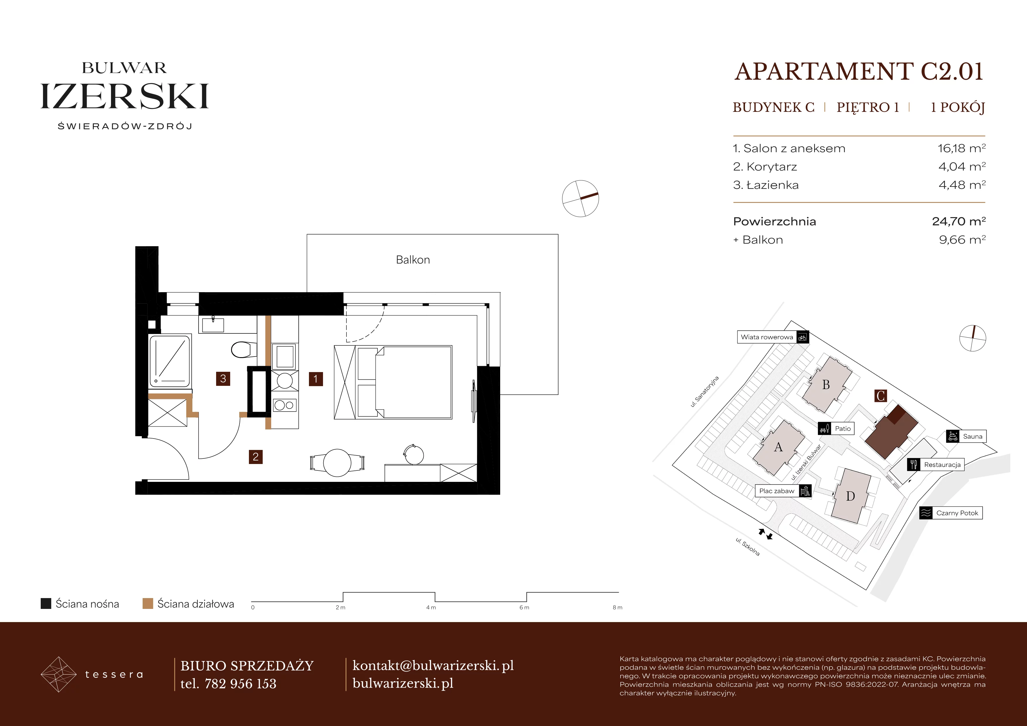 1 pokój, apartament 24,70 m², piętro 1, oferta nr C2.01, Bulwar Izerski, Świeradów-Zdrój, ul. Szkolna/ul. Sanatoryjna