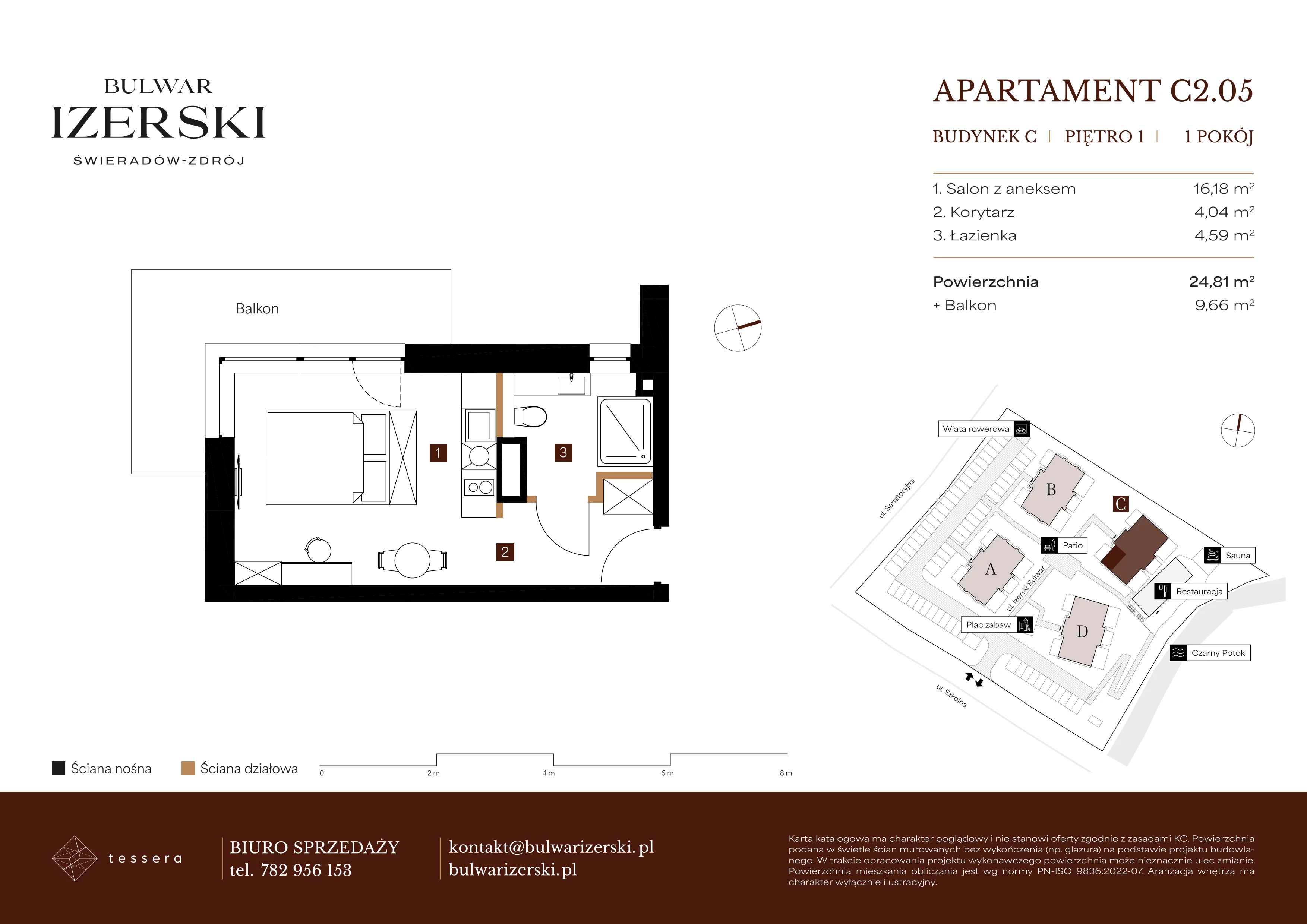 1 pokój, apartament 24,81 m², piętro 1, oferta nr C2.05, Bulwar Izerski, Świeradów-Zdrój, ul. Szkolna/ul. Sanatoryjna