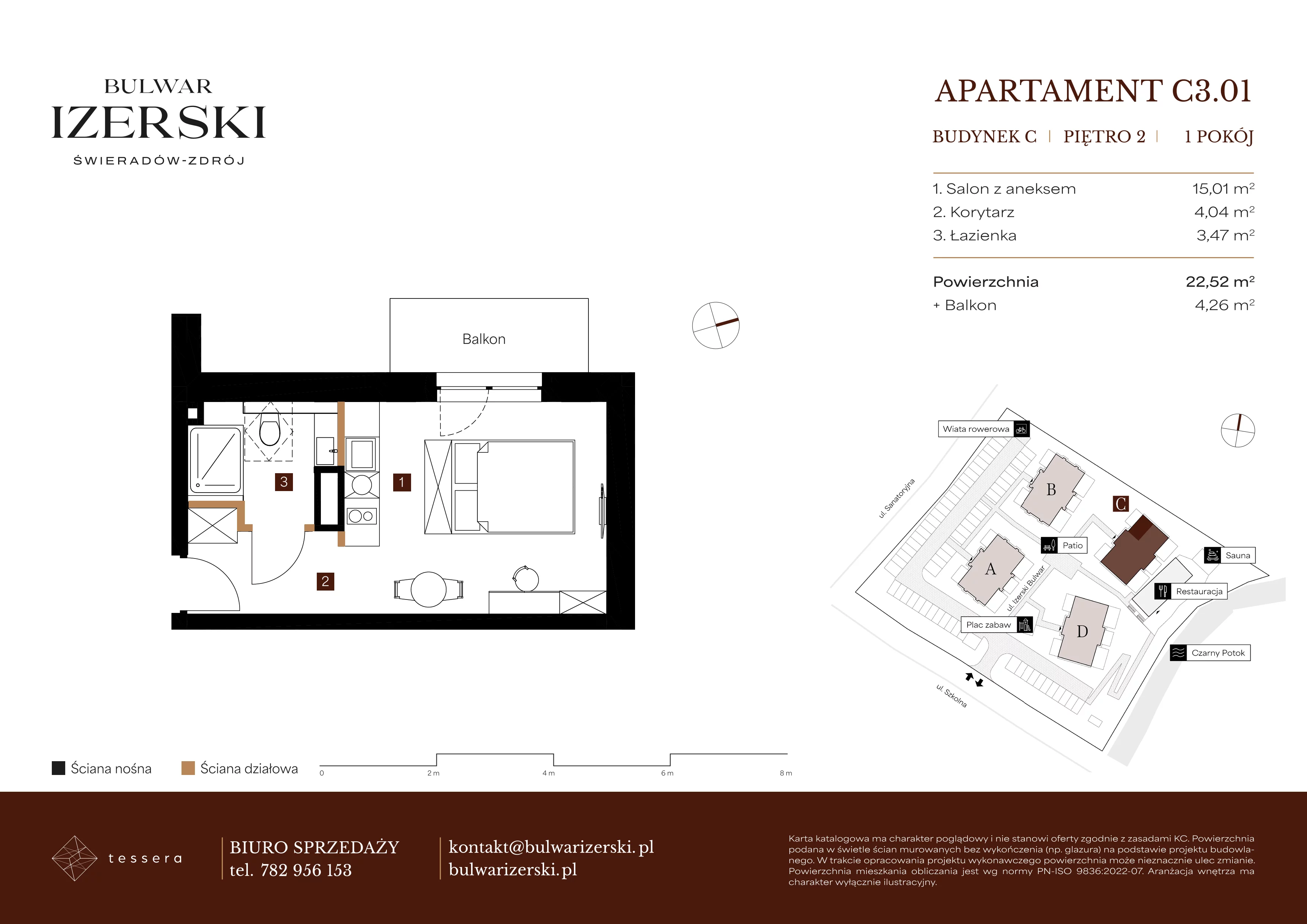 1 pokój, apartament 22,52 m², piętro 2, oferta nr C3.01, Bulwar Izerski, Świeradów-Zdrój, ul. Szkolna/ul. Sanatoryjna