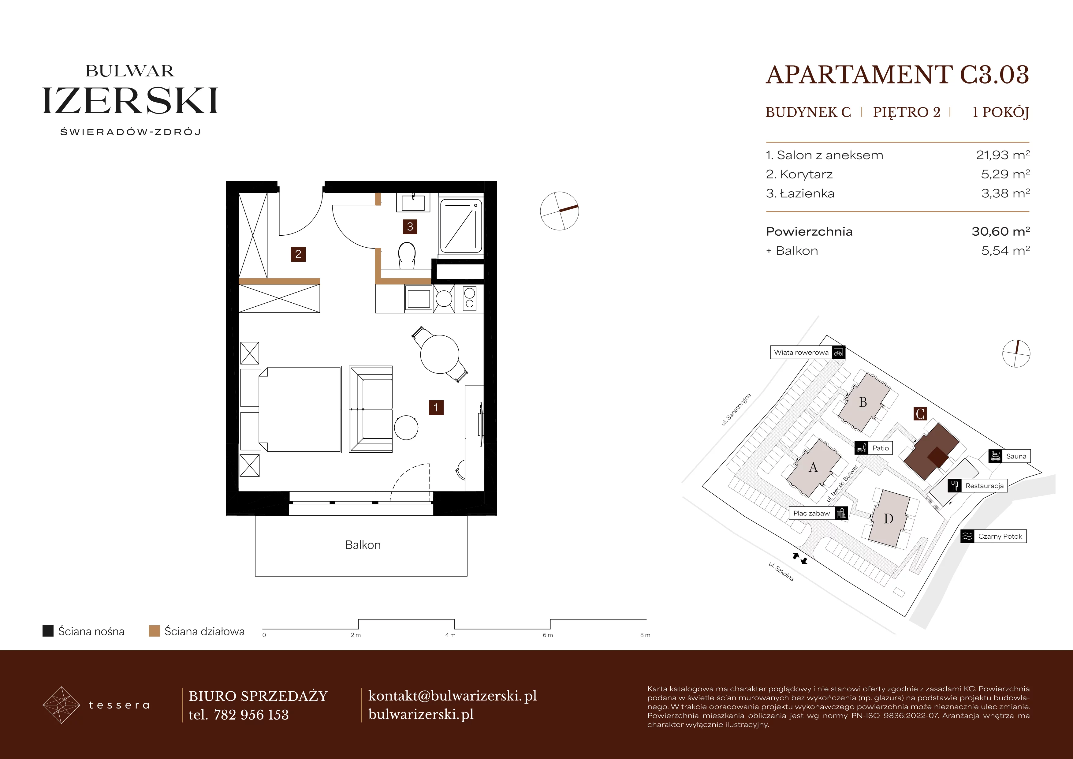 1 pokój, apartament 30,60 m², piętro 2, oferta nr C3.03, Bulwar Izerski, Świeradów-Zdrój, ul. Szkolna/ul. Sanatoryjna