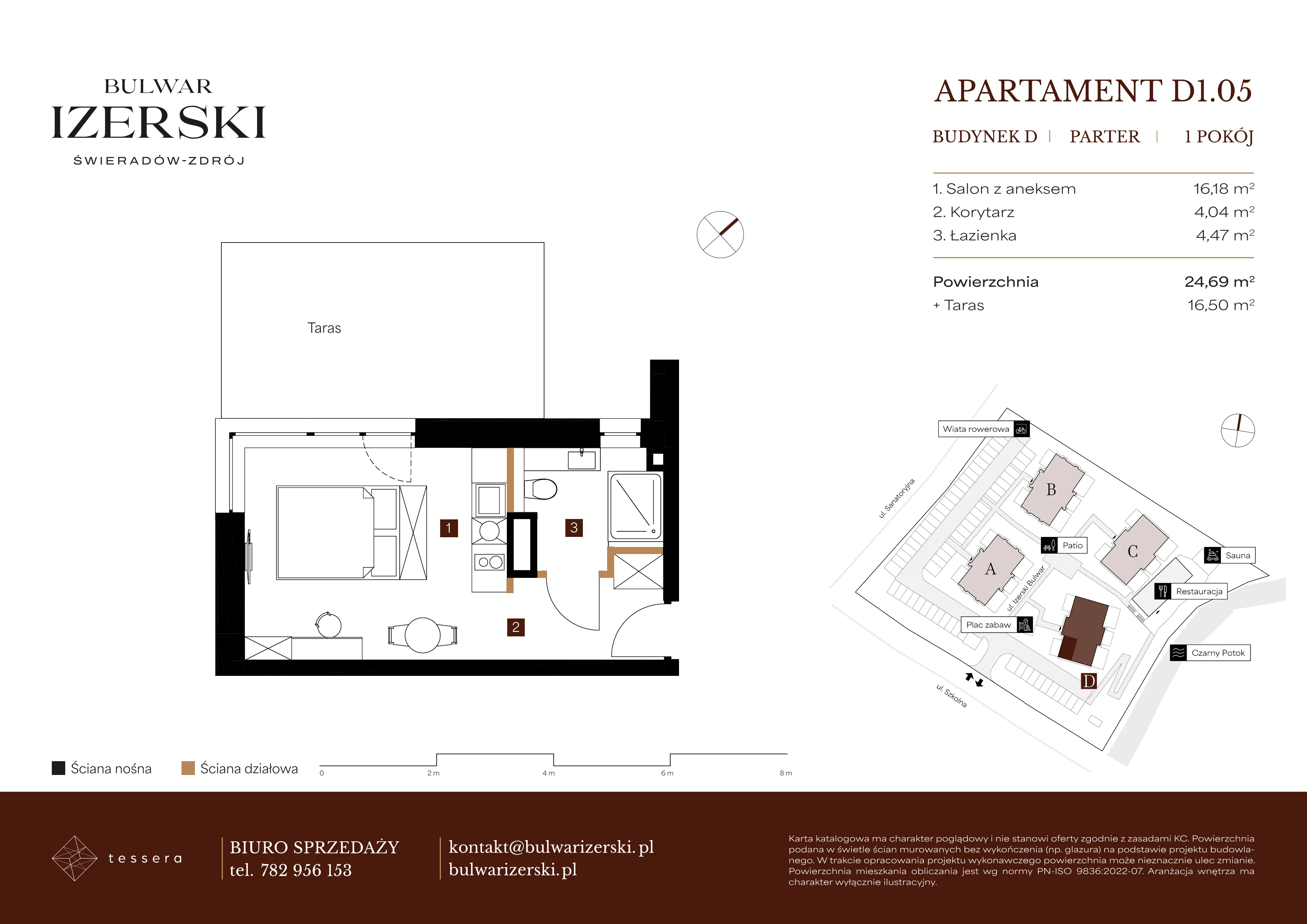 1 pokój, apartament 24,69 m², parter, oferta nr D1.05, Bulwar Izerski, Świeradów-Zdrój, ul. Szkolna/ul. Sanatoryjna