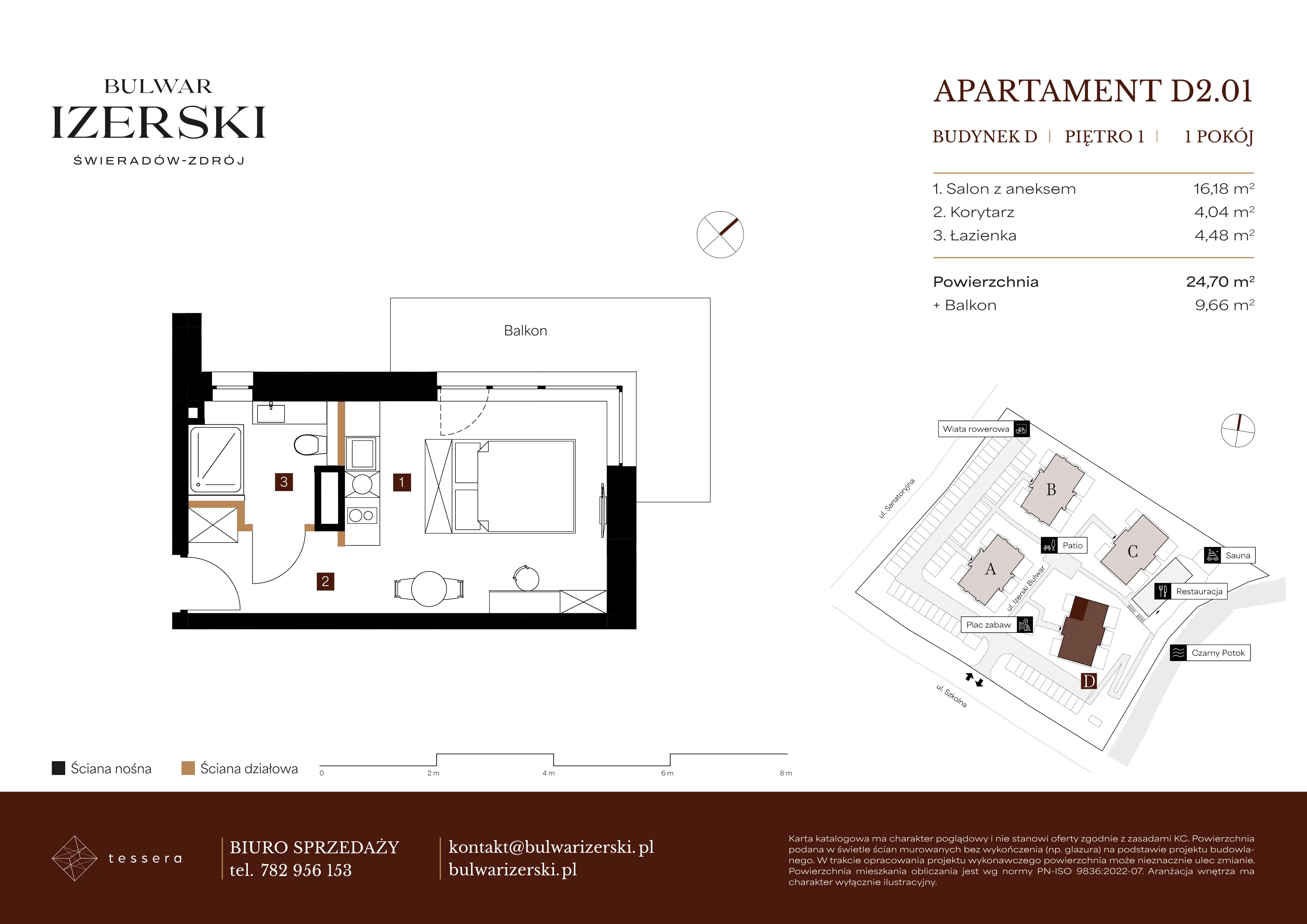 1 pokój, apartament 24,70 m², piętro 1, oferta nr D2.01, Bulwar Izerski, Świeradów-Zdrój, ul. Szkolna/ul. Sanatoryjna