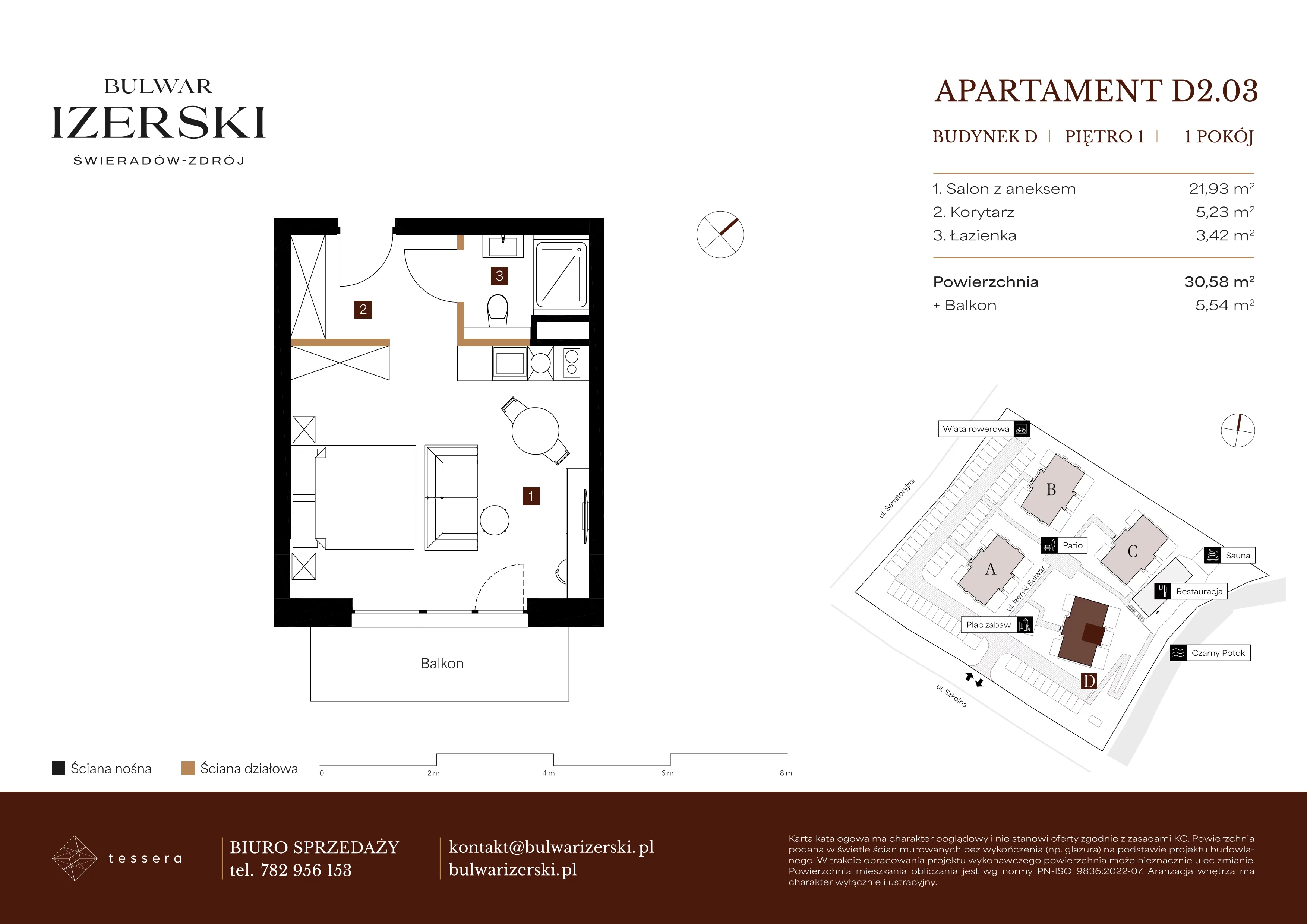 1 pokój, apartament 30,58 m², piętro 1, oferta nr D2.03, Bulwar Izerski, Świeradów-Zdrój, ul. Szkolna/ul. Sanatoryjna