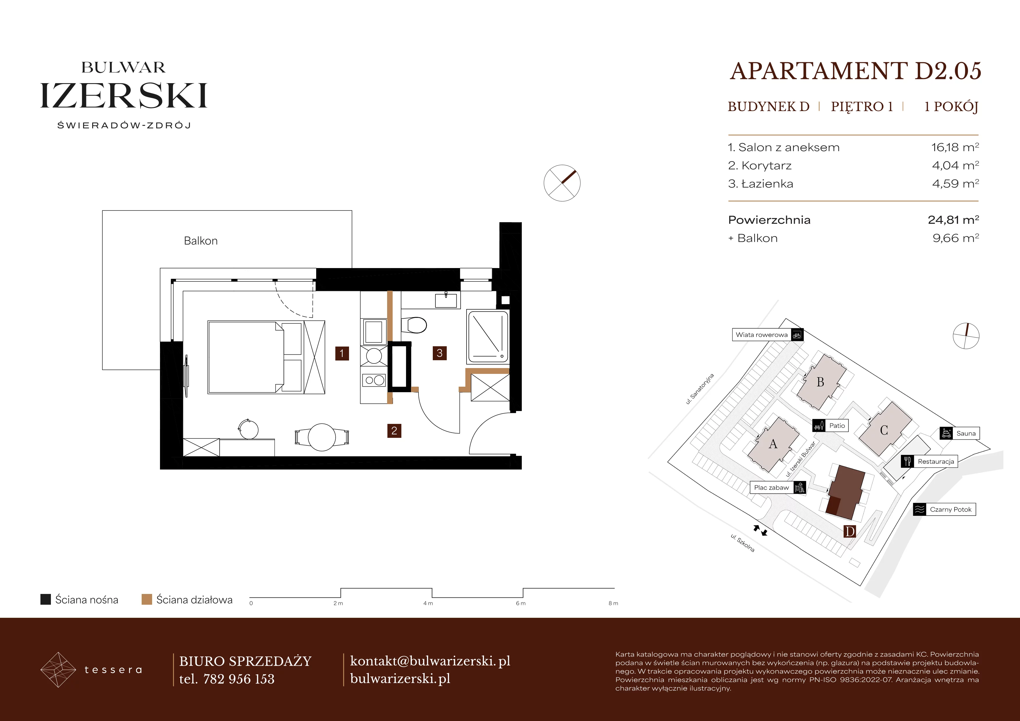 1 pokój, apartament 24,81 m², piętro 1, oferta nr D2.05, Bulwar Izerski, Świeradów-Zdrój, ul. Szkolna/ul. Sanatoryjna