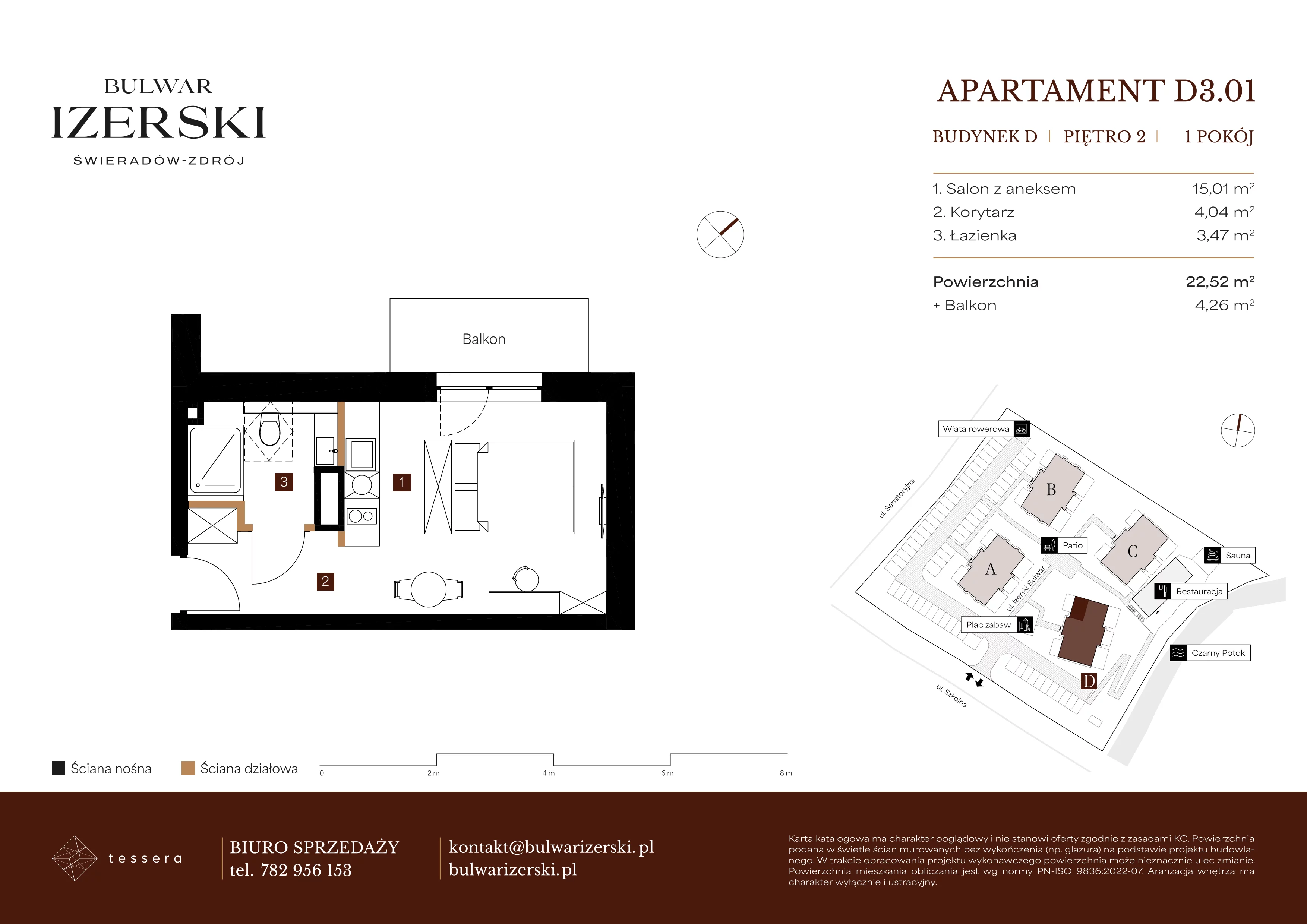 1 pokój, apartament 22,52 m², piętro 2, oferta nr D3.01, Bulwar Izerski, Świeradów-Zdrój, ul. Szkolna/ul. Sanatoryjna