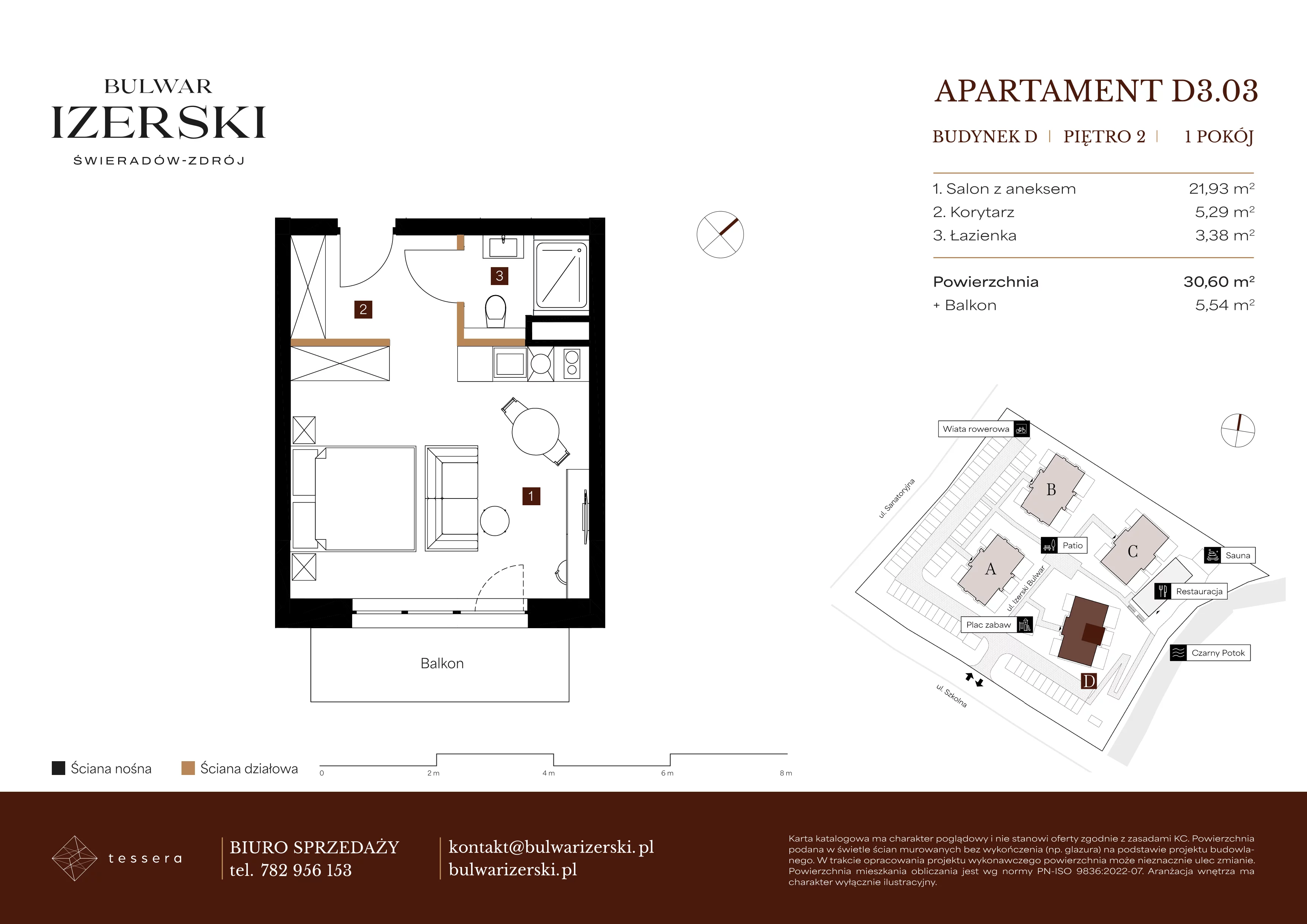 1 pokój, apartament 30,60 m², piętro 2, oferta nr D3.03, Bulwar Izerski, Świeradów-Zdrój, ul. Szkolna/ul. Sanatoryjna