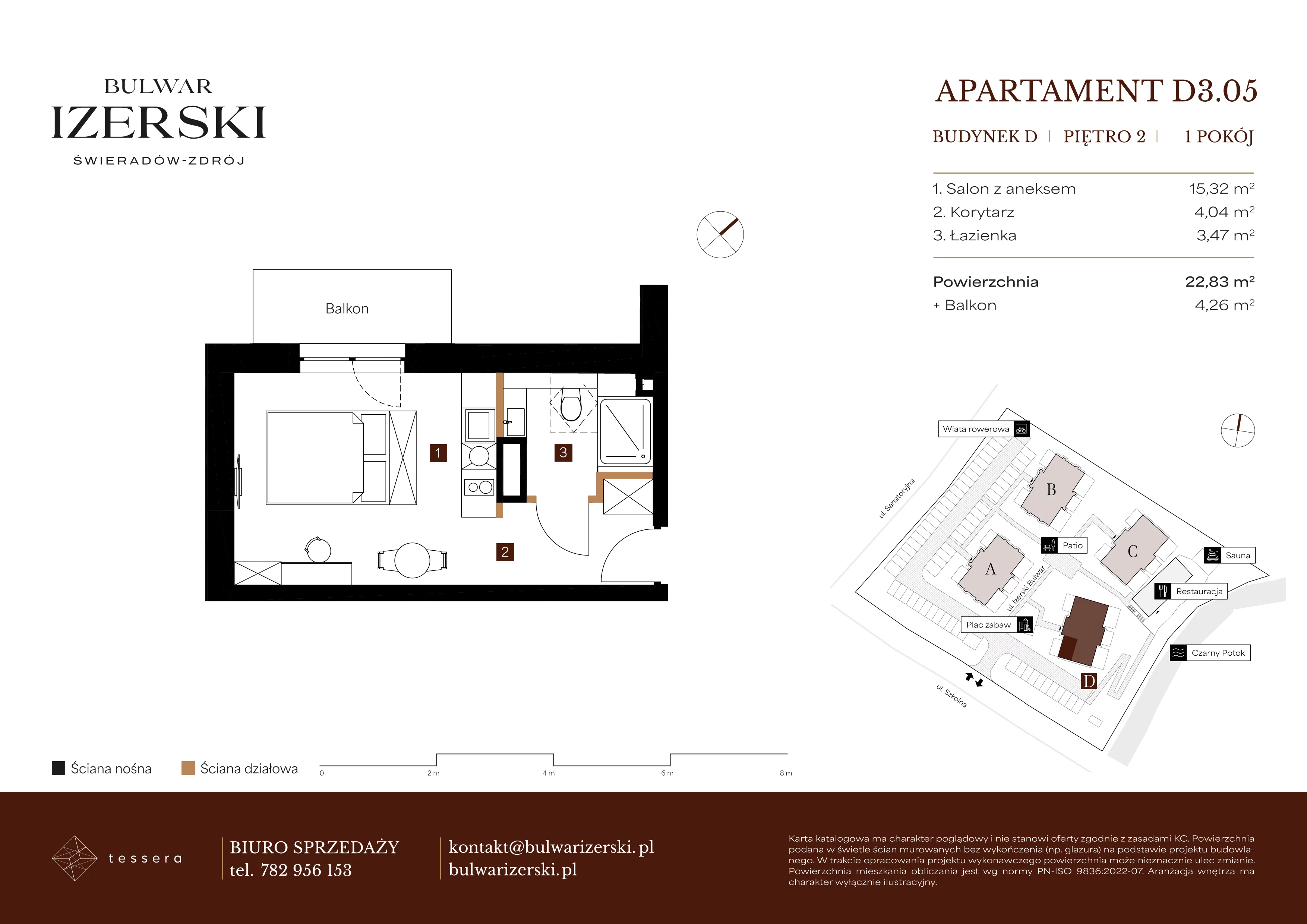1 pokój, apartament 22,83 m², piętro 2, oferta nr D3.05, Bulwar Izerski, Świeradów-Zdrój, ul. Szkolna/ul. Sanatoryjna