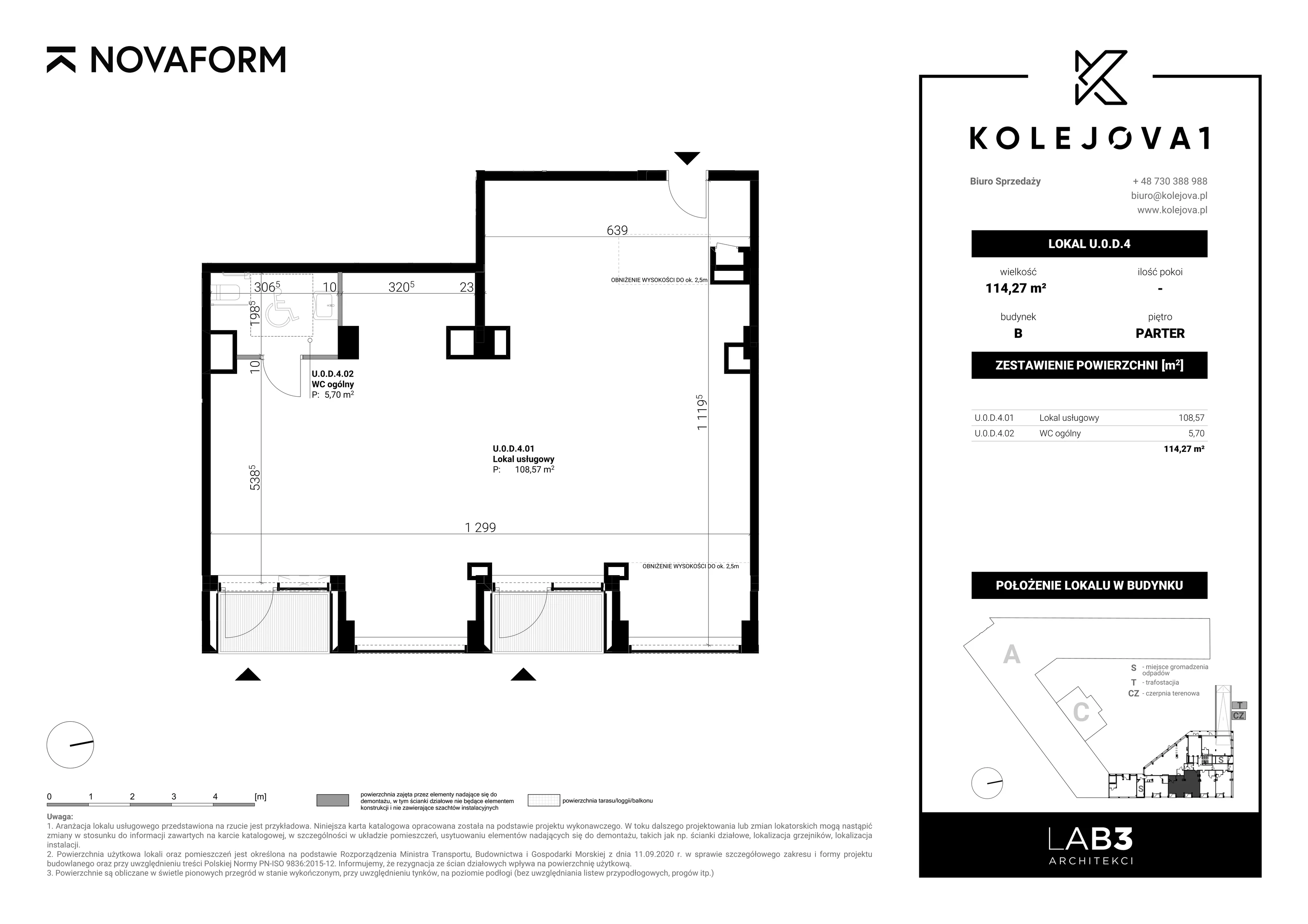 Lokal użytkowy 114,27 m², oferta nr U-0-D-4, Kolejova 1 - lokale usługowe, Poznań, Grunwald, Łazarz, ul. Kolejowa 1/3