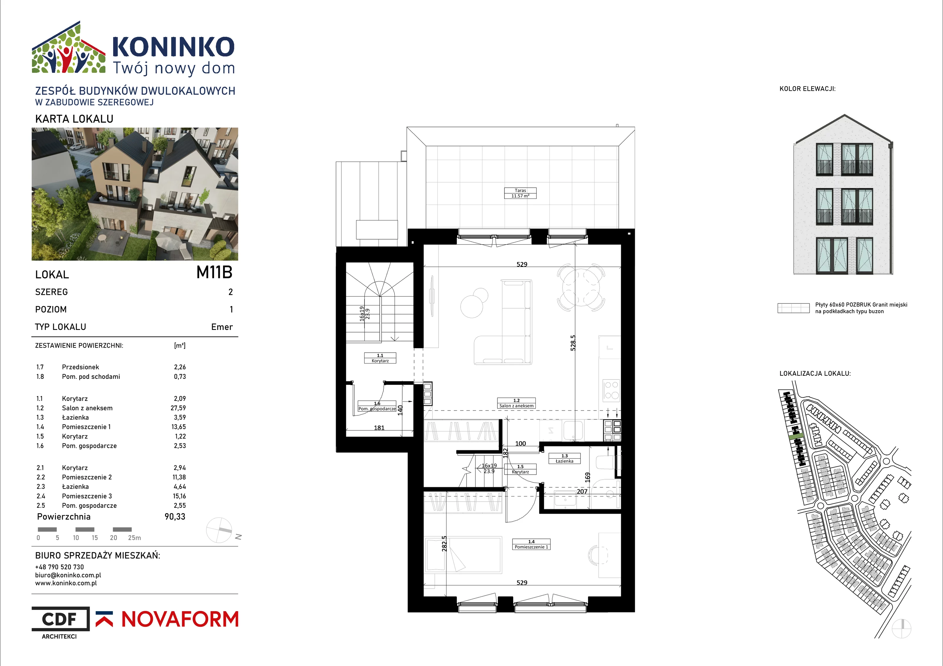 Mieszkanie 90,33 m², piętro 1, oferta nr 11B, Koninko, Koninko, ul. Sceniczna