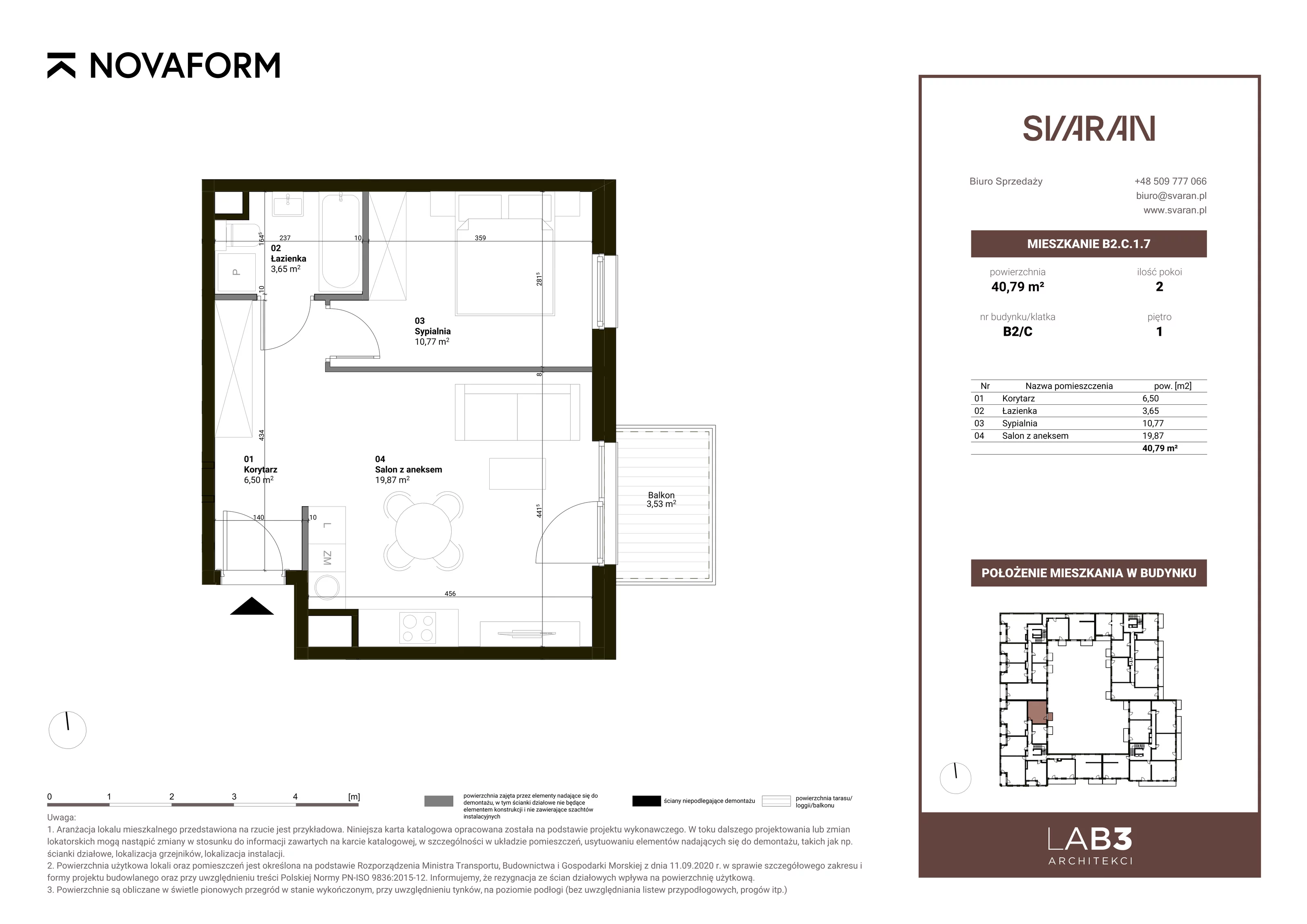2 pokoje, mieszkanie 40,79 m², piętro 1, oferta nr B2.C.1.7, Svaran, Swarzędz, ul. Wrzesińska