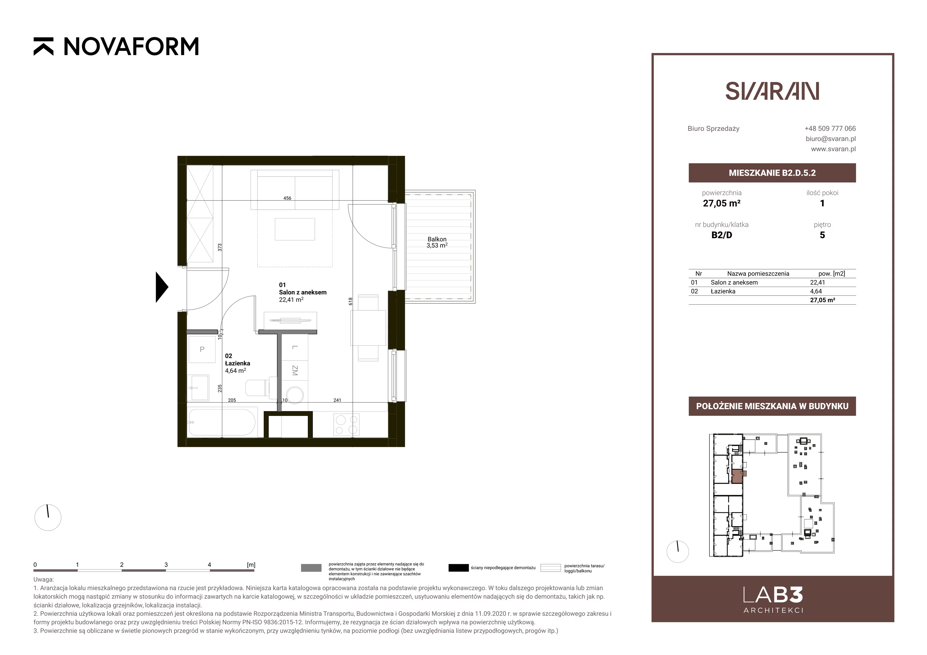 1 pokój, mieszkanie 27,05 m², piętro 5, oferta nr B2.D.5.2, Svaran, Swarzędz, ul. Wrzesińska