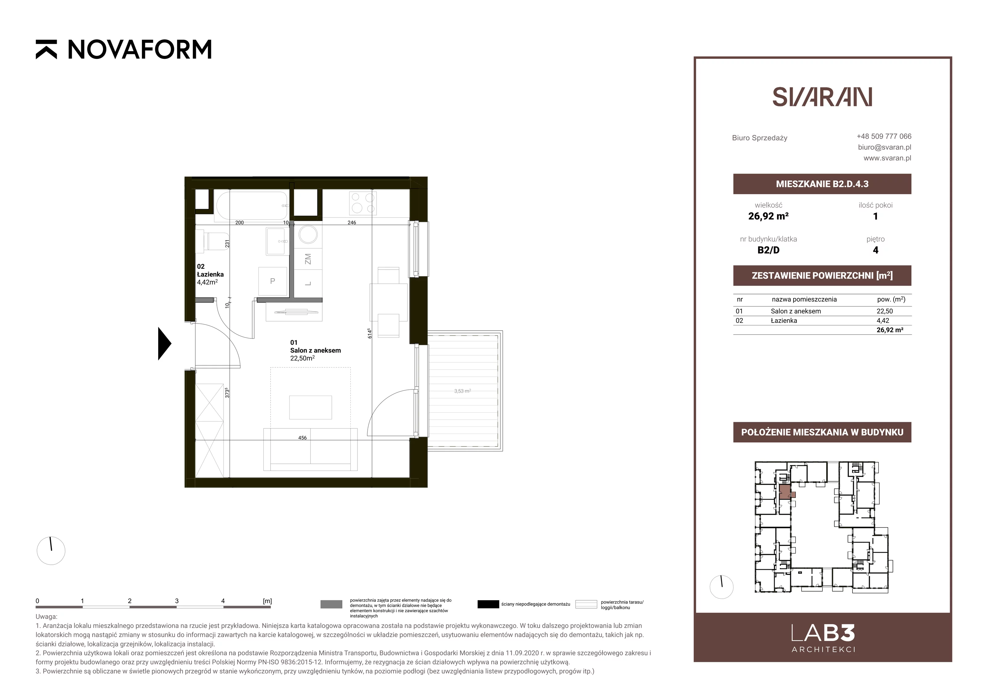1 pokój, mieszkanie 26,92 m², piętro 4, oferta nr B2.D.4.3, Svaran, Swarzędz, ul. Wrzesińska