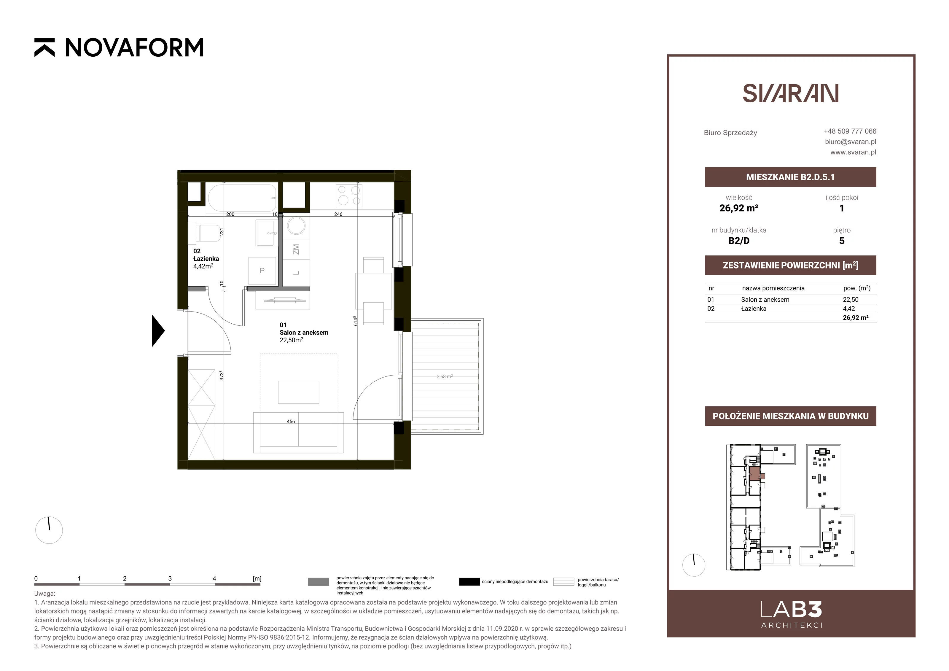 1 pokój, mieszkanie 26,92 m², piętro 5, oferta nr B2.D.5.1, Svaran, Swarzędz, ul. Wrzesińska