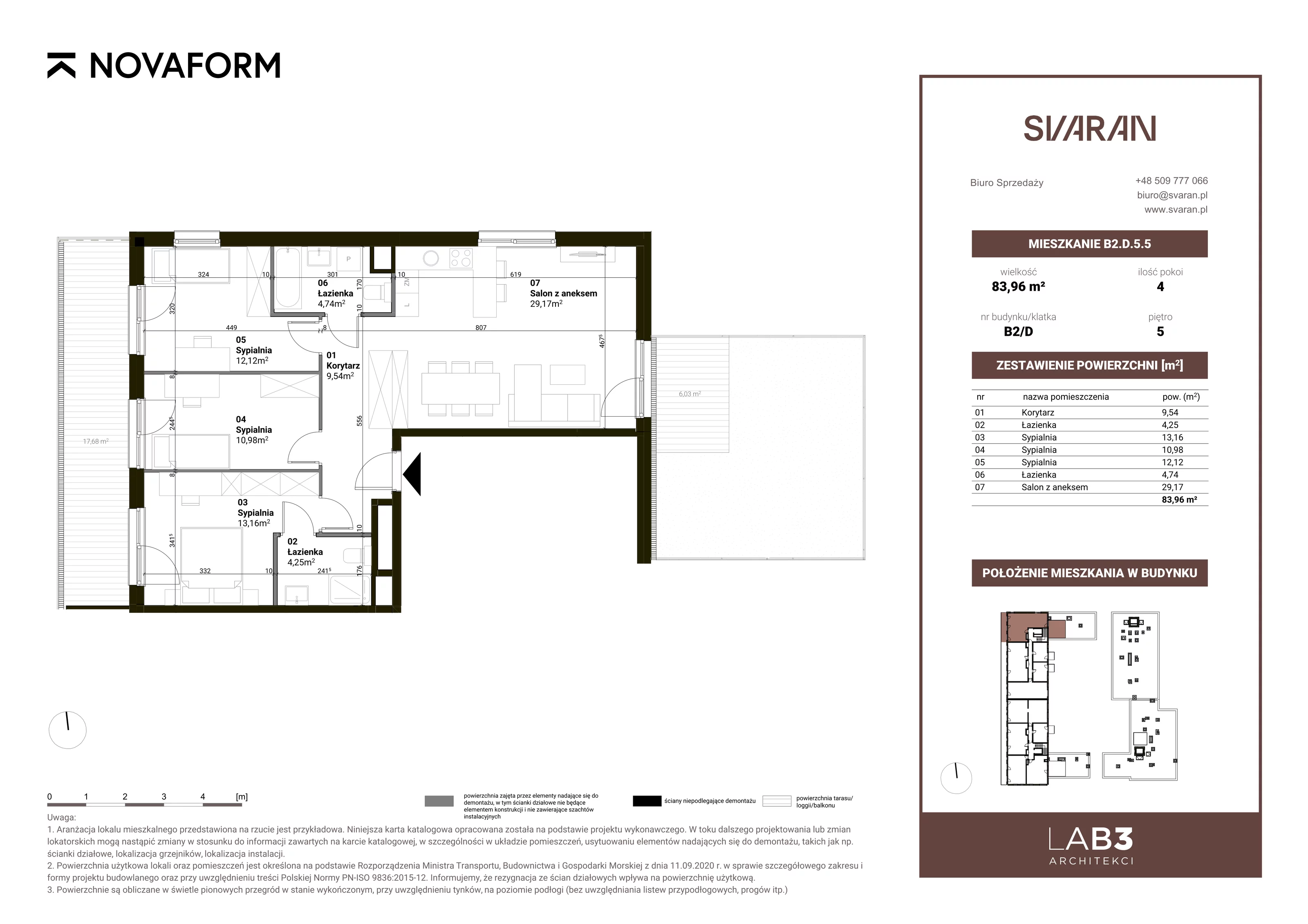 4 pokoje, mieszkanie 83,96 m², piętro 5, oferta nr B2.D.5.5, Svaran, Swarzędz, ul. Wrzesińska