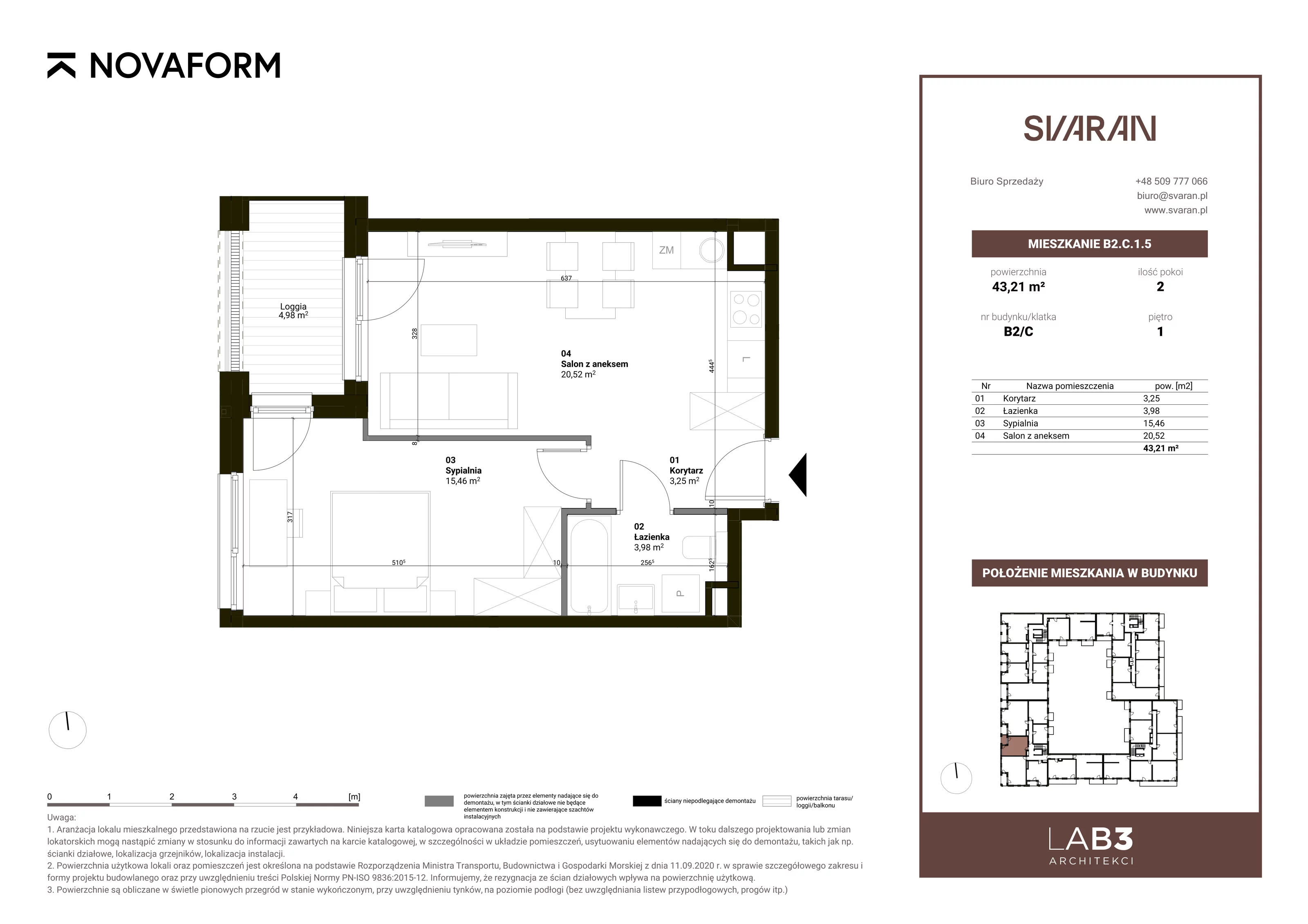 Mieszkanie 43,21 m², piętro 1, oferta nr B2.1.C.05, Svaran, Swarzędz, ul. Wrzesińska