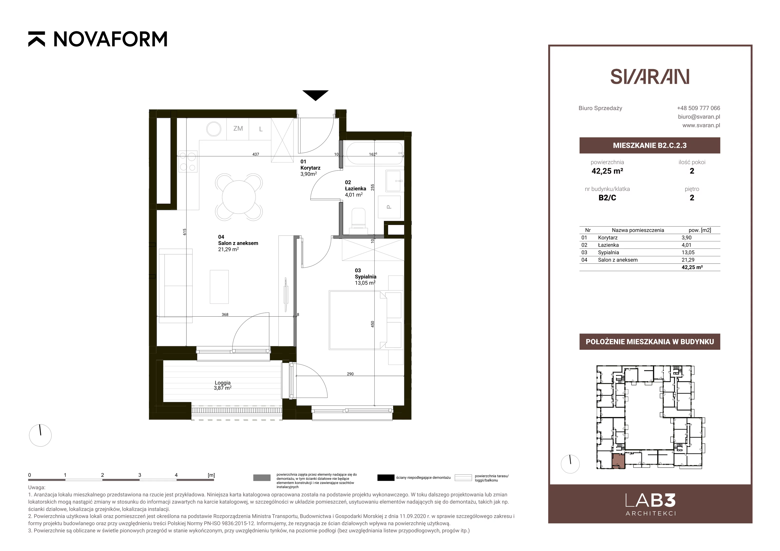 Mieszkanie 42,25 m², piętro 2, oferta nr B2.2.C.03, Svaran, Swarzędz, ul. Wrzesińska