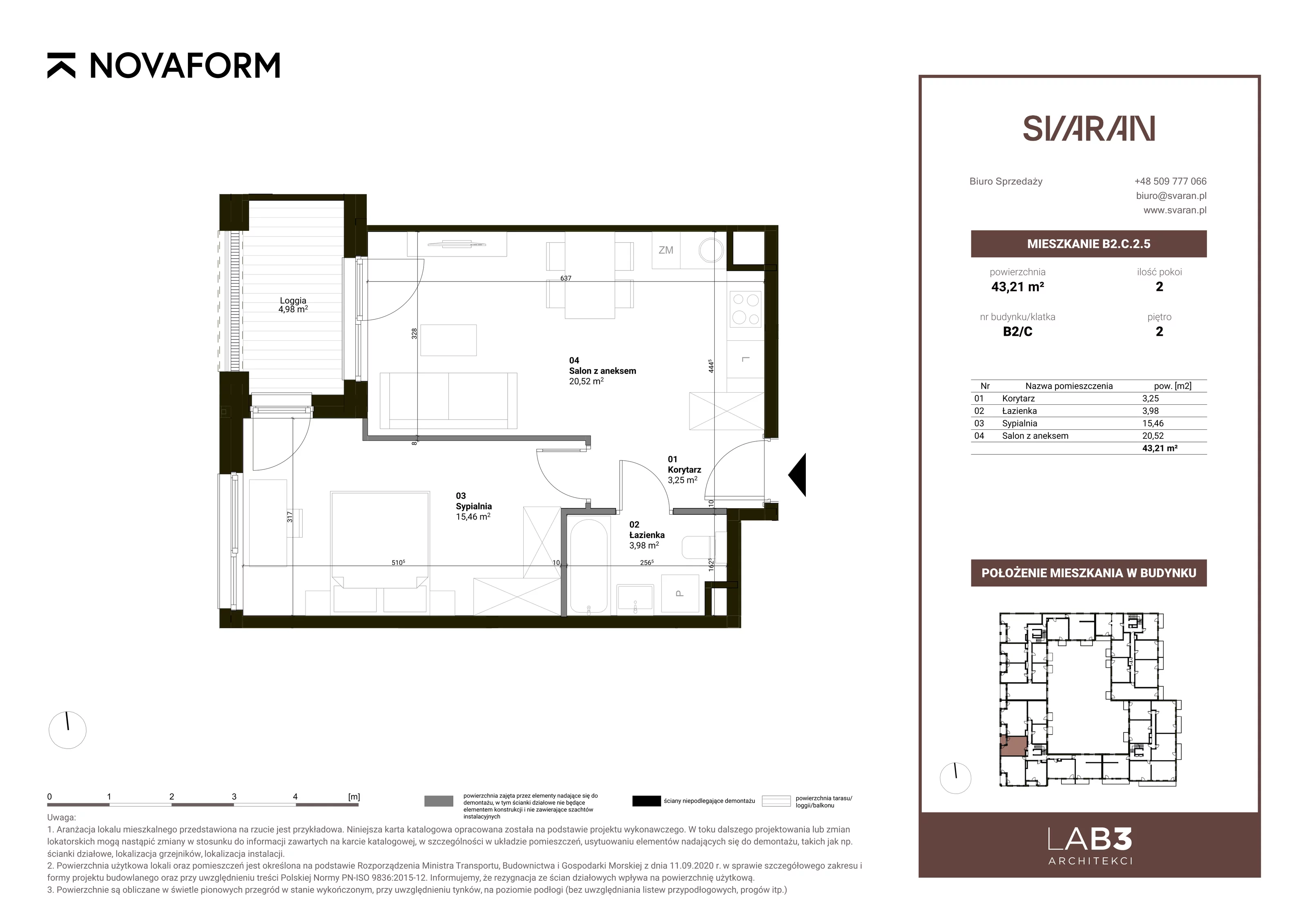 Mieszkanie 43,21 m², piętro 2, oferta nr B2.2.C.05, Svaran, Swarzędz, ul. Wrzesińska