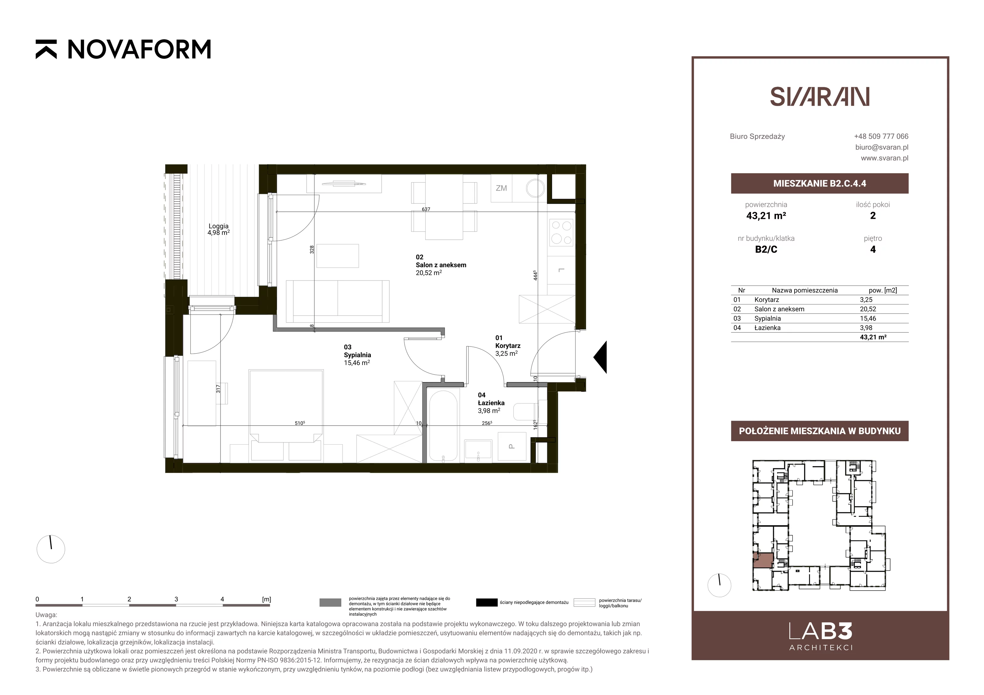 Mieszkanie 43,21 m², piętro 4, oferta nr B2.4.C.04, Svaran, Swarzędz, ul. Wrzesińska