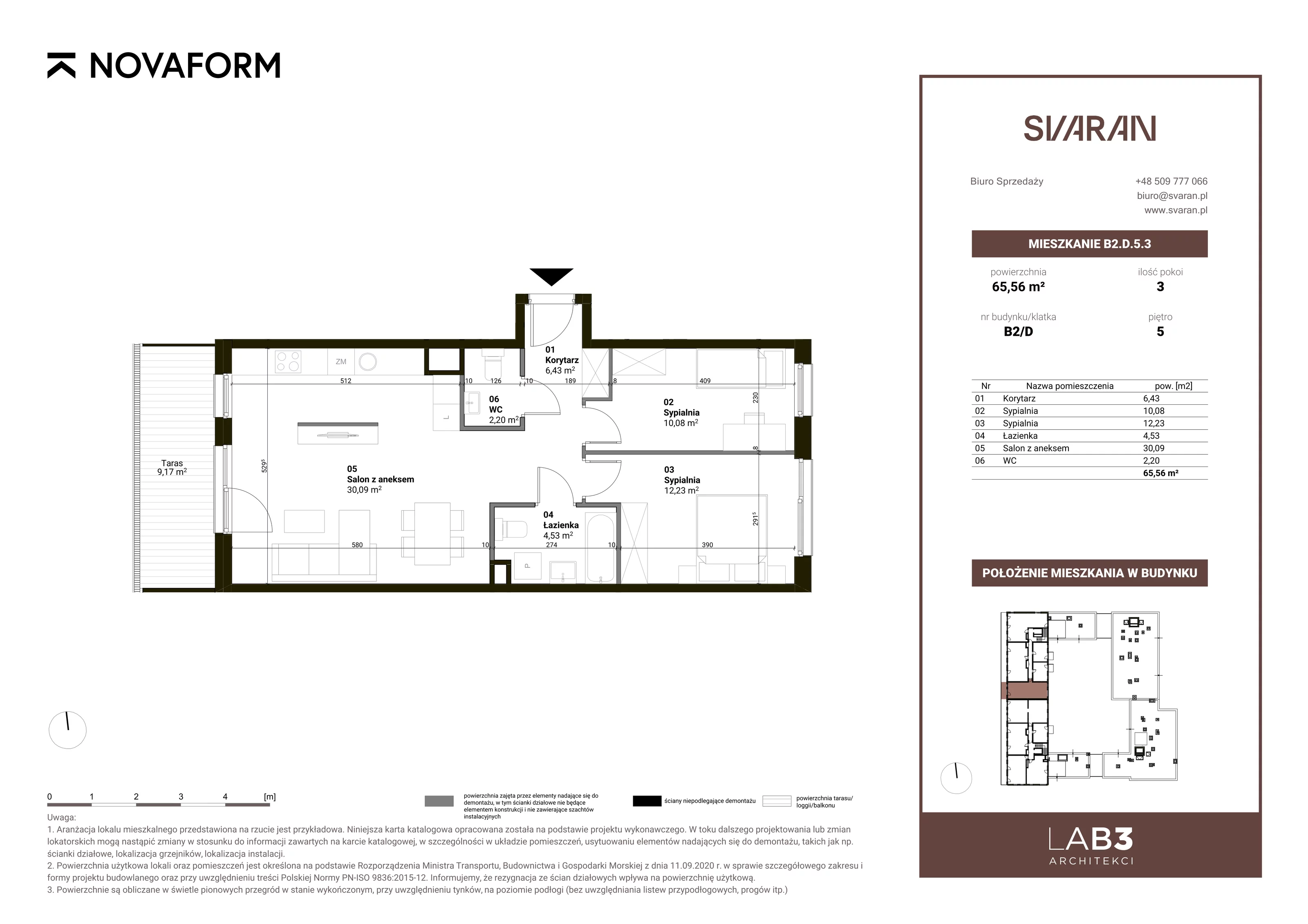 3 pokoje, mieszkanie 65,56 m², piętro 5, oferta nr B2.D.5.3, Svaran, Swarzędz, ul. Wrzesińska