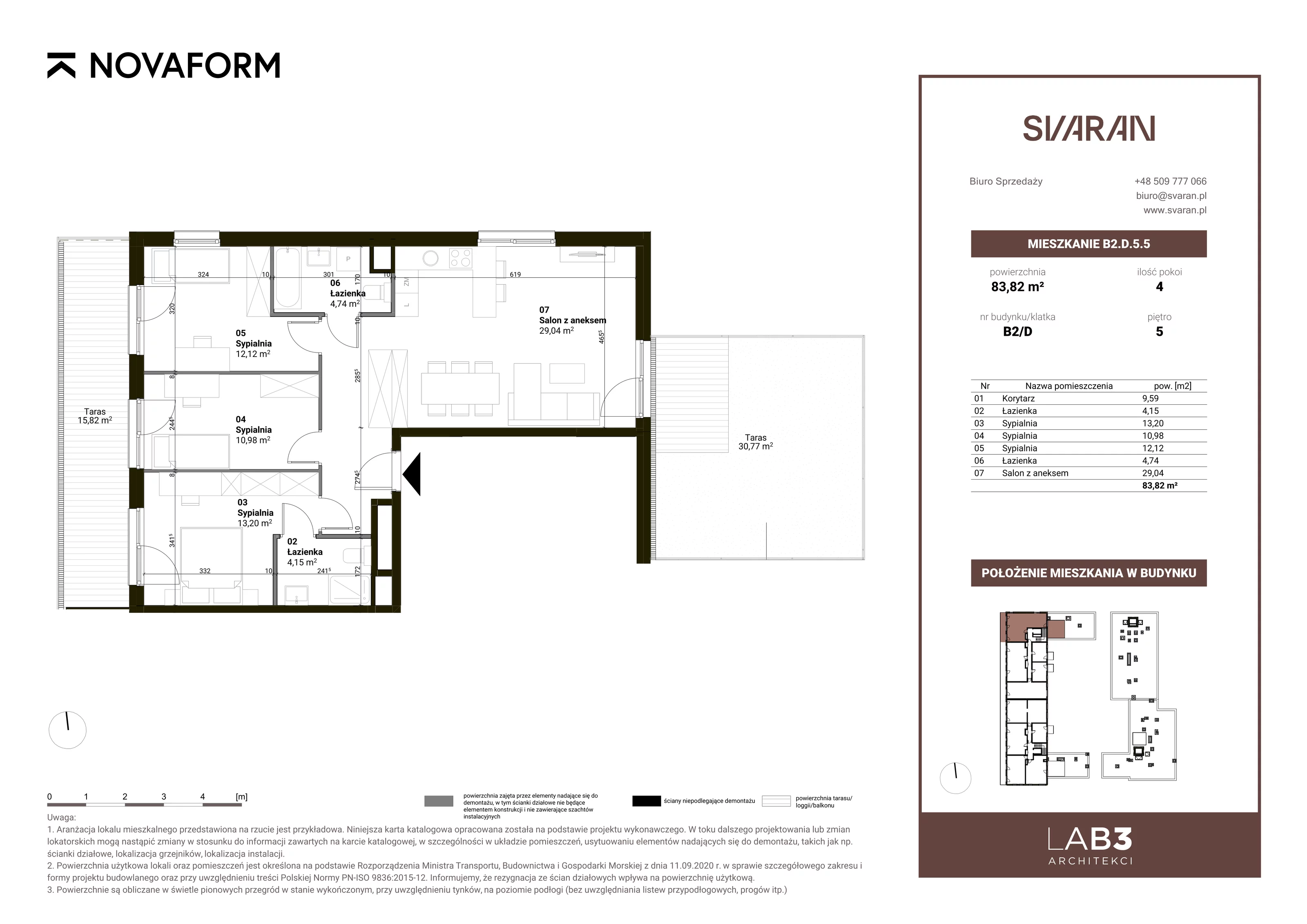 4 pokoje, mieszkanie 83,82 m², piętro 5, oferta nr B2.D.5.5, Svaran, Swarzędz, ul. Wrzesińska