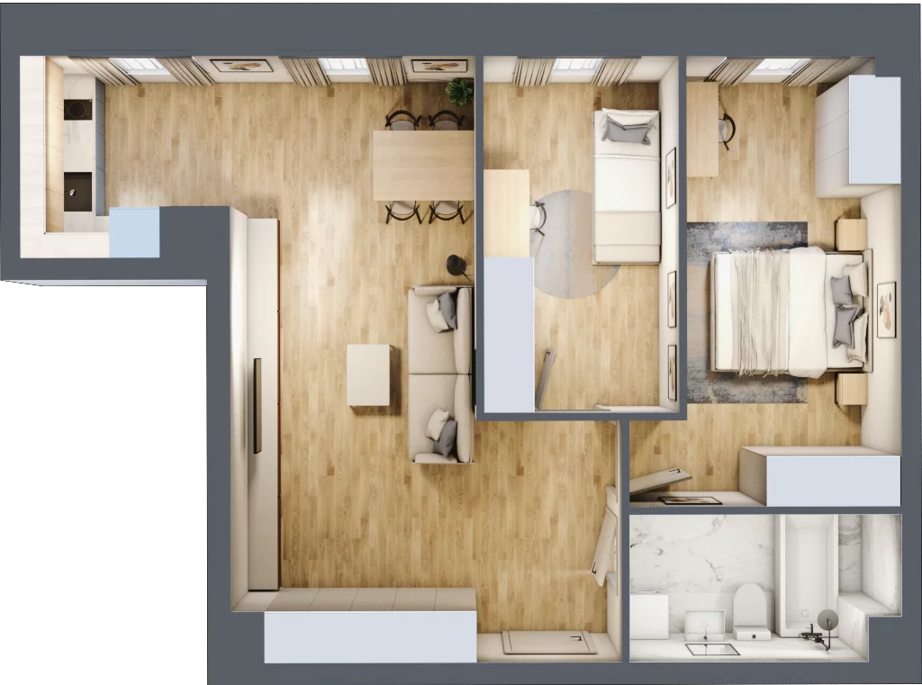3 pokoje, apartament 61,53 m², piętro 1, oferta nr A_01_01, Kolejova 1, Poznań, Grunwald, Łazarz, ul. Kolejowa 1/3