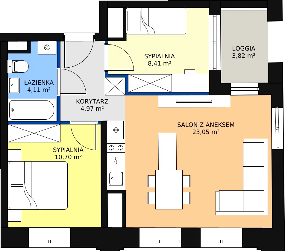 Zalety apartamentu 51.24 m², A_01_04