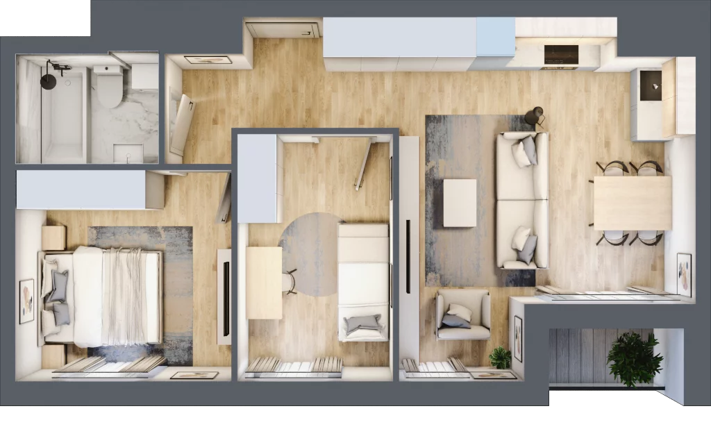 3 pokoje, apartament 51,96 m², piętro 2, oferta nr A_02_18, Kolejova 1, Poznań, Grunwald, Łazarz, ul. Kolejowa 1/3
