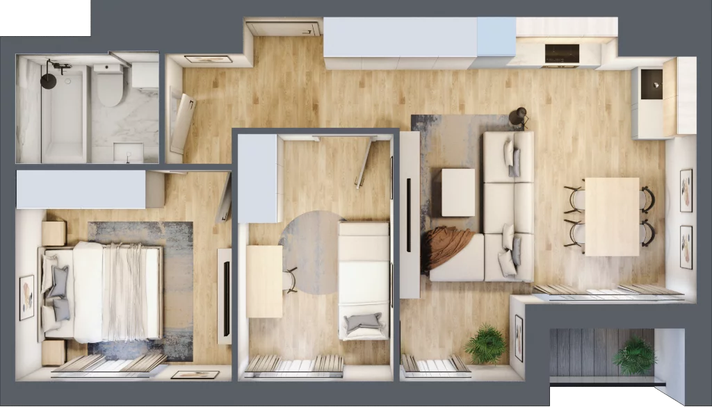 3 pokoje, apartament 51,96 m², piętro 3, oferta nr A_03_30, Kolejova 1, Poznań, Grunwald, Łazarz, ul. Kolejowa 1/3