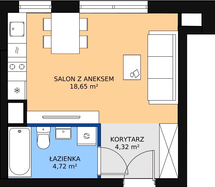 Nowe mieszkanie, 27,69 m², 1 pokój, 3 piętro, oferta nr A_03_36