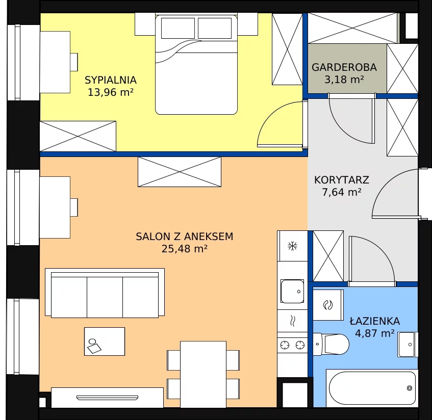 Zalety apartamentu 55.13 m², B_01_03