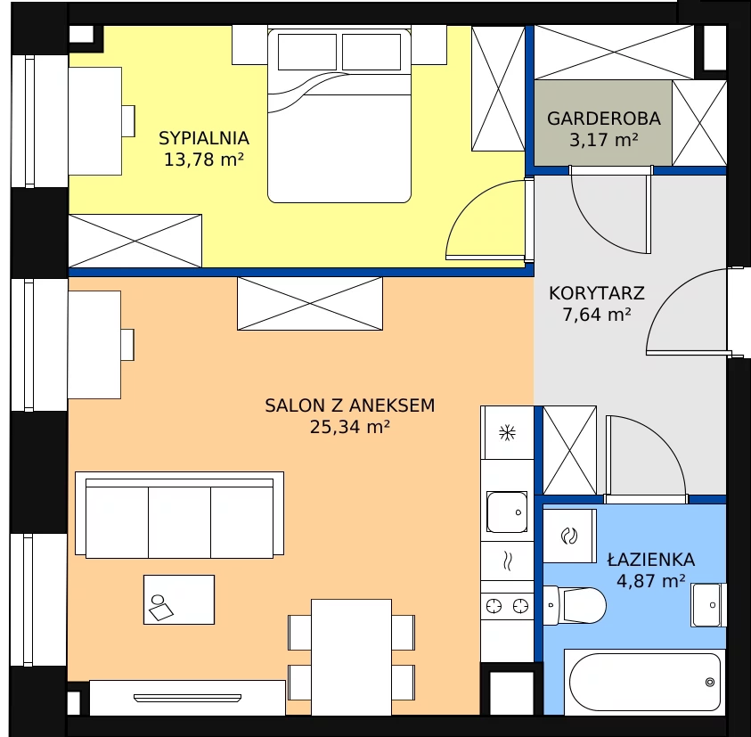 Zalety apartamentu 54.8 m², B_01_04