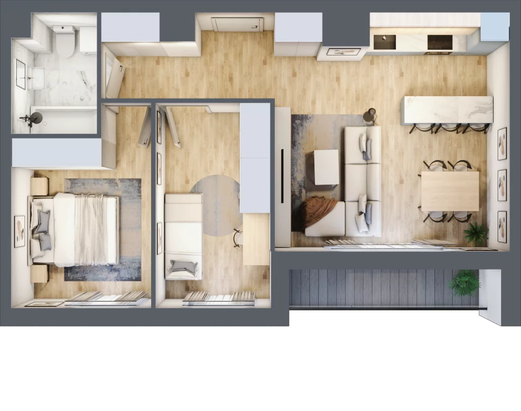 3 pokoje, apartament 56,60 m², piętro 2, oferta nr B_02_28, Kolejova 1, Poznań, Grunwald, Łazarz, ul. Kolejowa 1/3