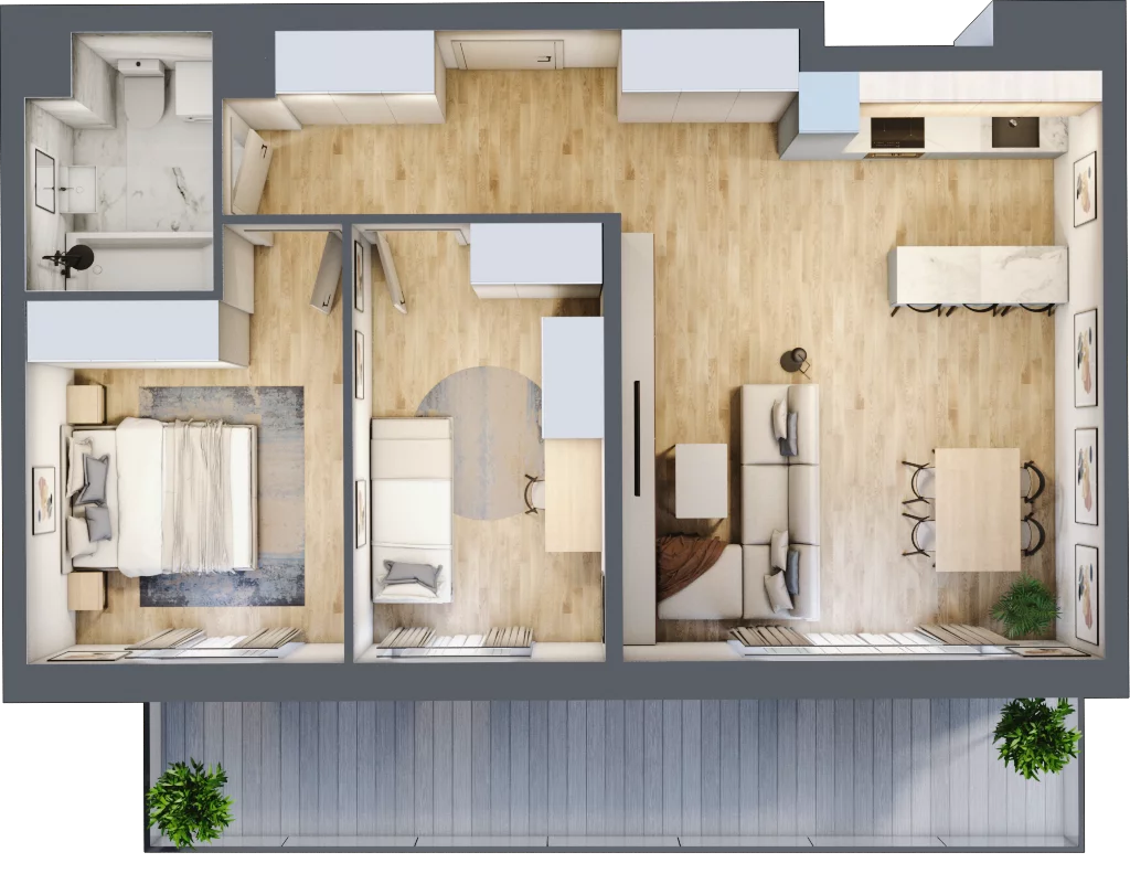 3 pokoje, apartament 62,29 m², piętro 1, oferta nr C_01_06, Kolejova 1, Poznań, Grunwald, Łazarz, ul. Kolejowa 1/3