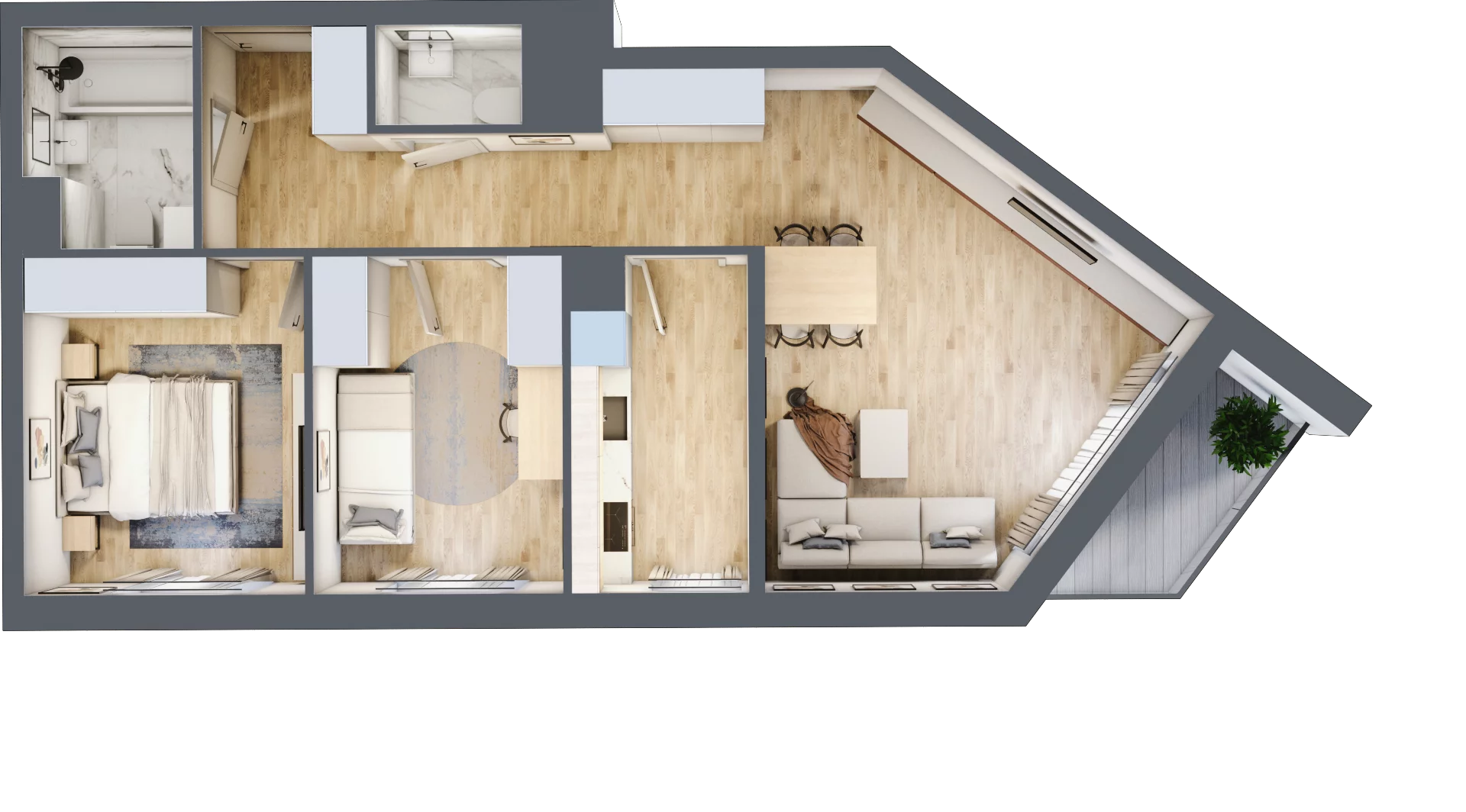 3 pokoje, apartament 65,16 m², piętro 2, oferta nr C_02_12, Kolejova 1, Poznań, Grunwald, Łazarz, ul. Kolejowa 1/3