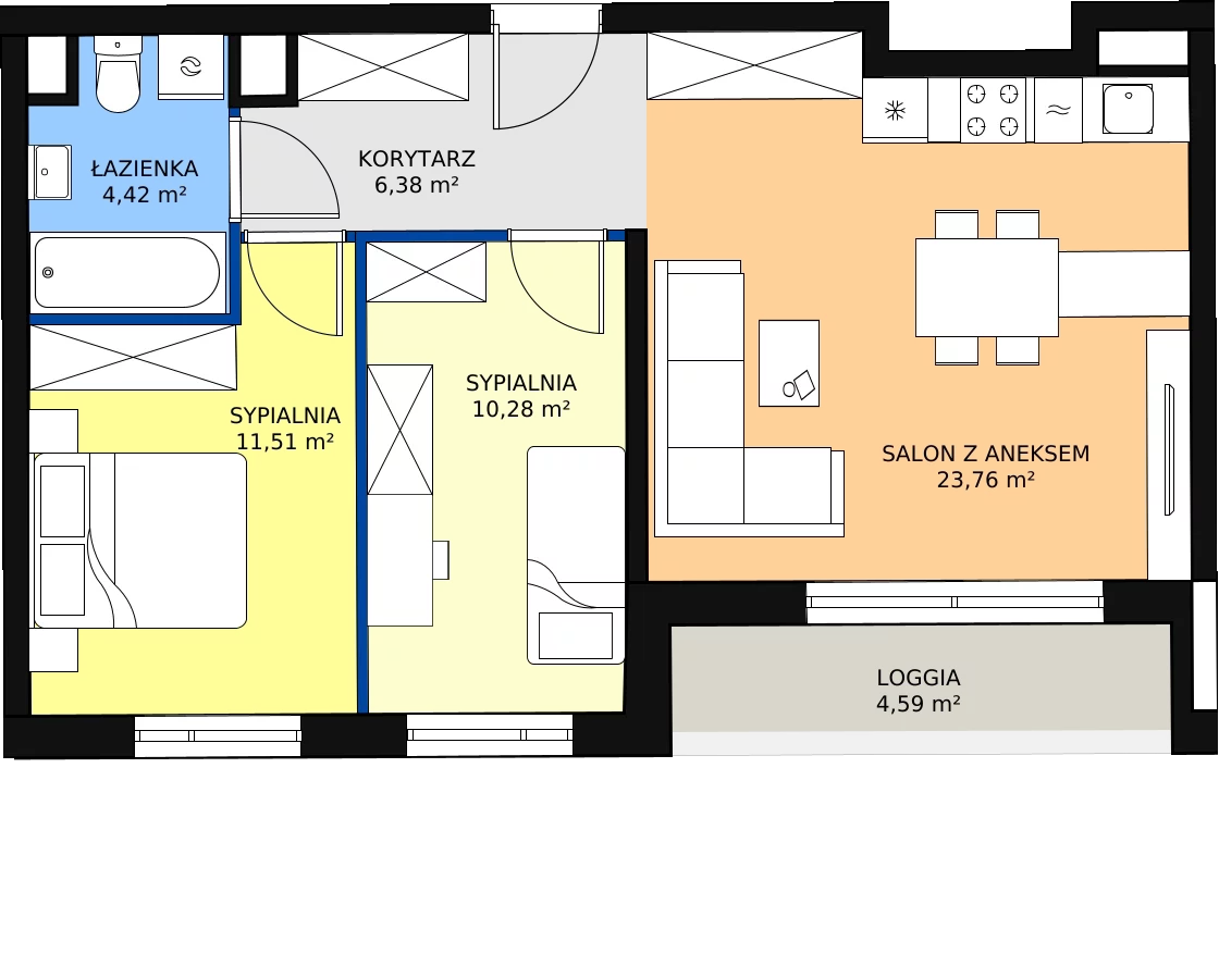 Zalety apartamentu 56.35 m², C_02_14