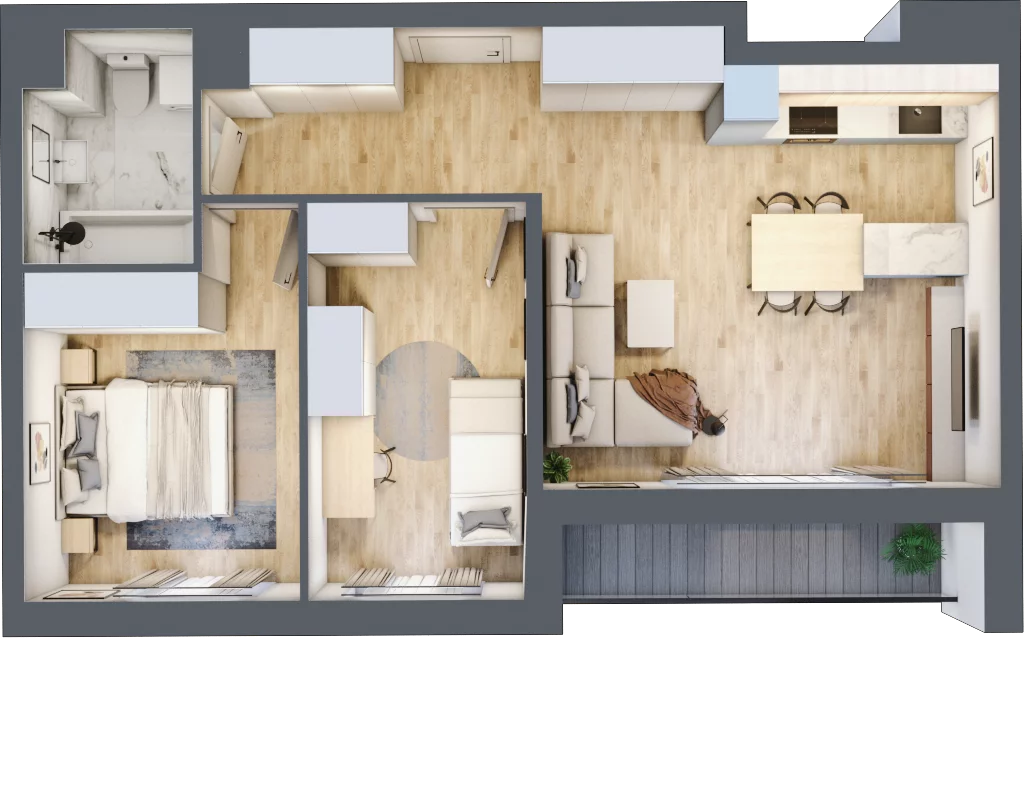 3 pokoje, apartament 56,35 m², piętro 2, oferta nr C_02_14, Kolejova 1, Poznań, Grunwald, Łazarz, ul. Kolejowa 1/3