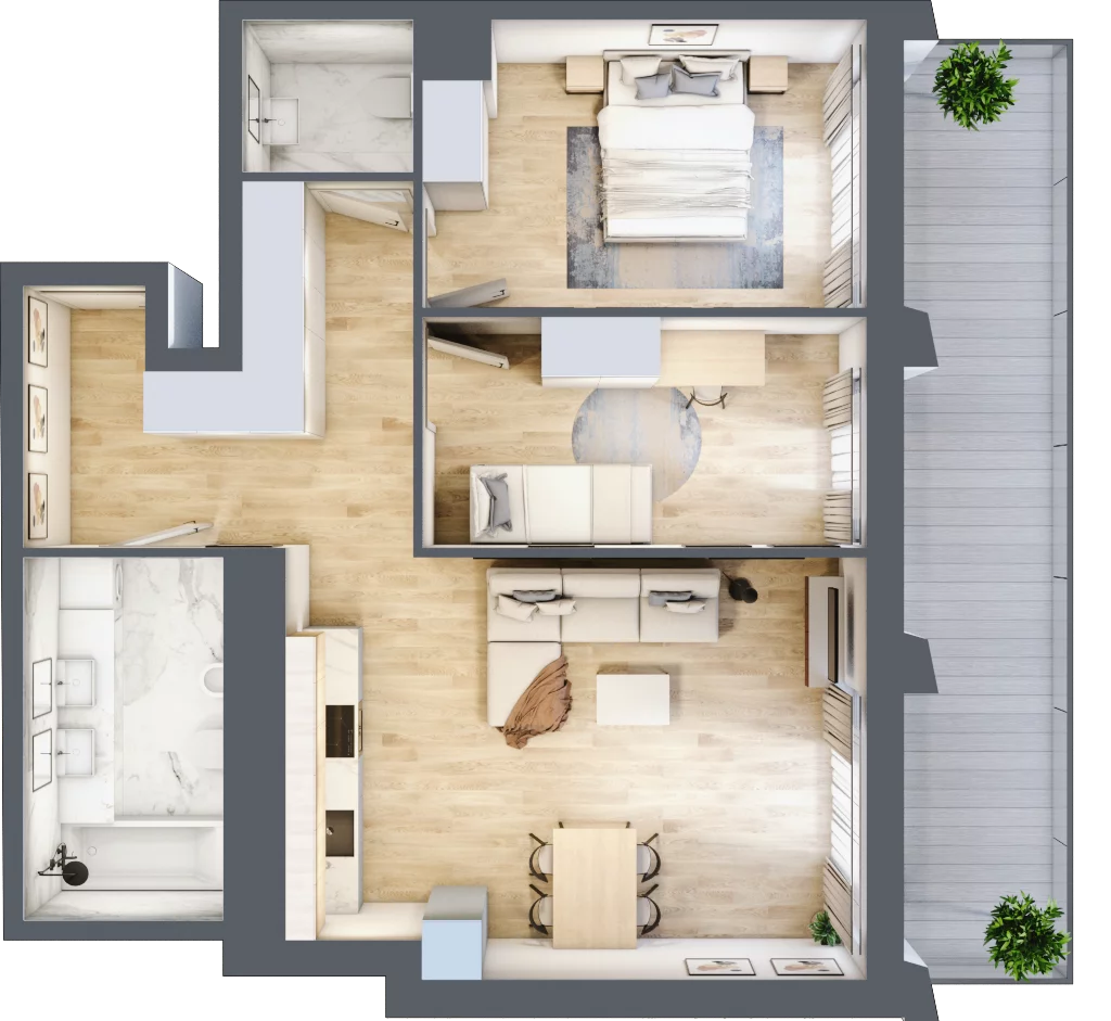 3 pokoje, apartament 68,44 m², piętro 5, oferta nr D_05_51, Kolejova 1, Poznań, Grunwald, Łazarz, ul. Kolejowa 1/3