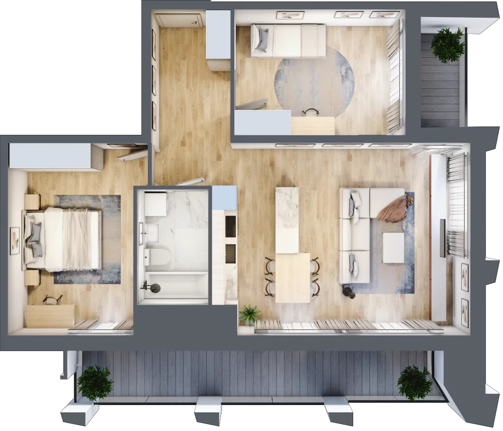 3 pokoje, apartament 70,14 m², piętro 7, oferta nr D_07_61, Kolejova 1, Poznań, Grunwald, Łazarz, ul. Kolejowa 1/3
