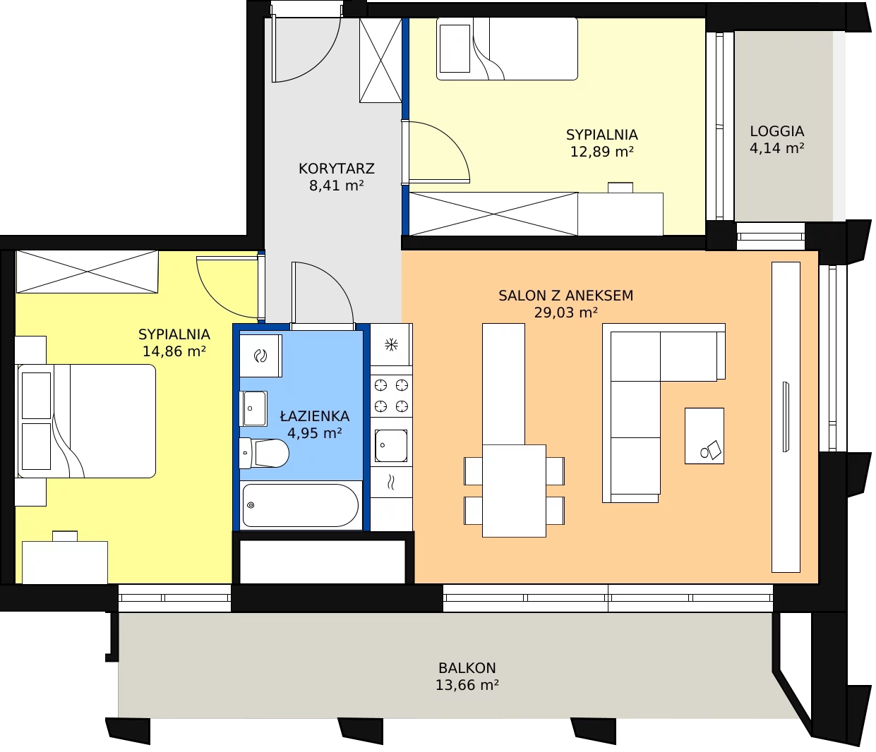 Zalety apartamentu 70.14 m², D_12_86